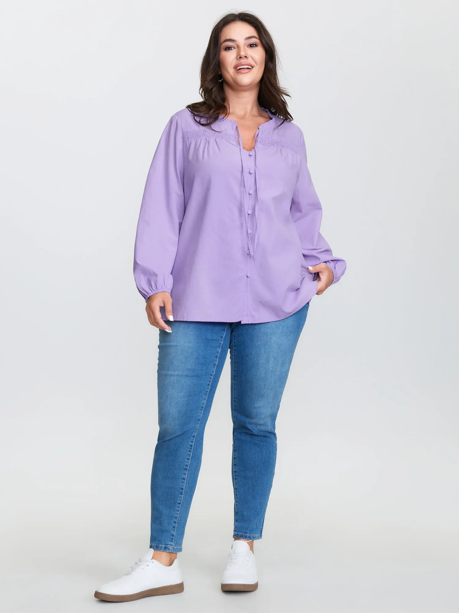 Pure Cotton Shirred Button Down Shirt sold by Bloomchic product image thumbnail 3