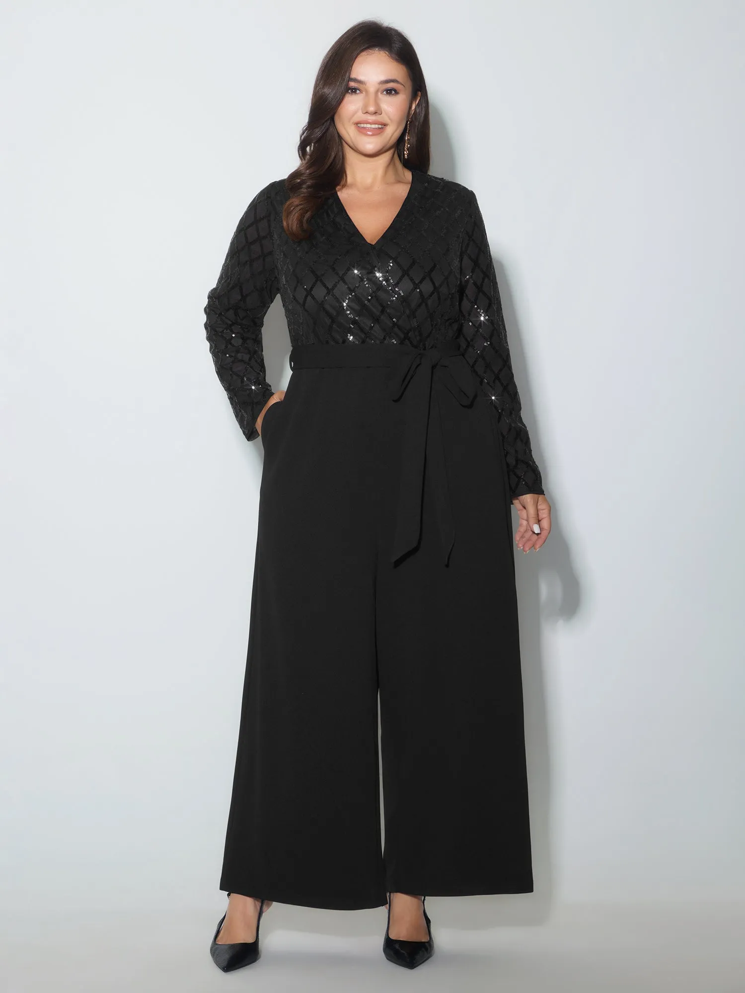 Sparkly Sequin Side-Tie Jumpsuin sold by Bloomchic product image thumbnail 3