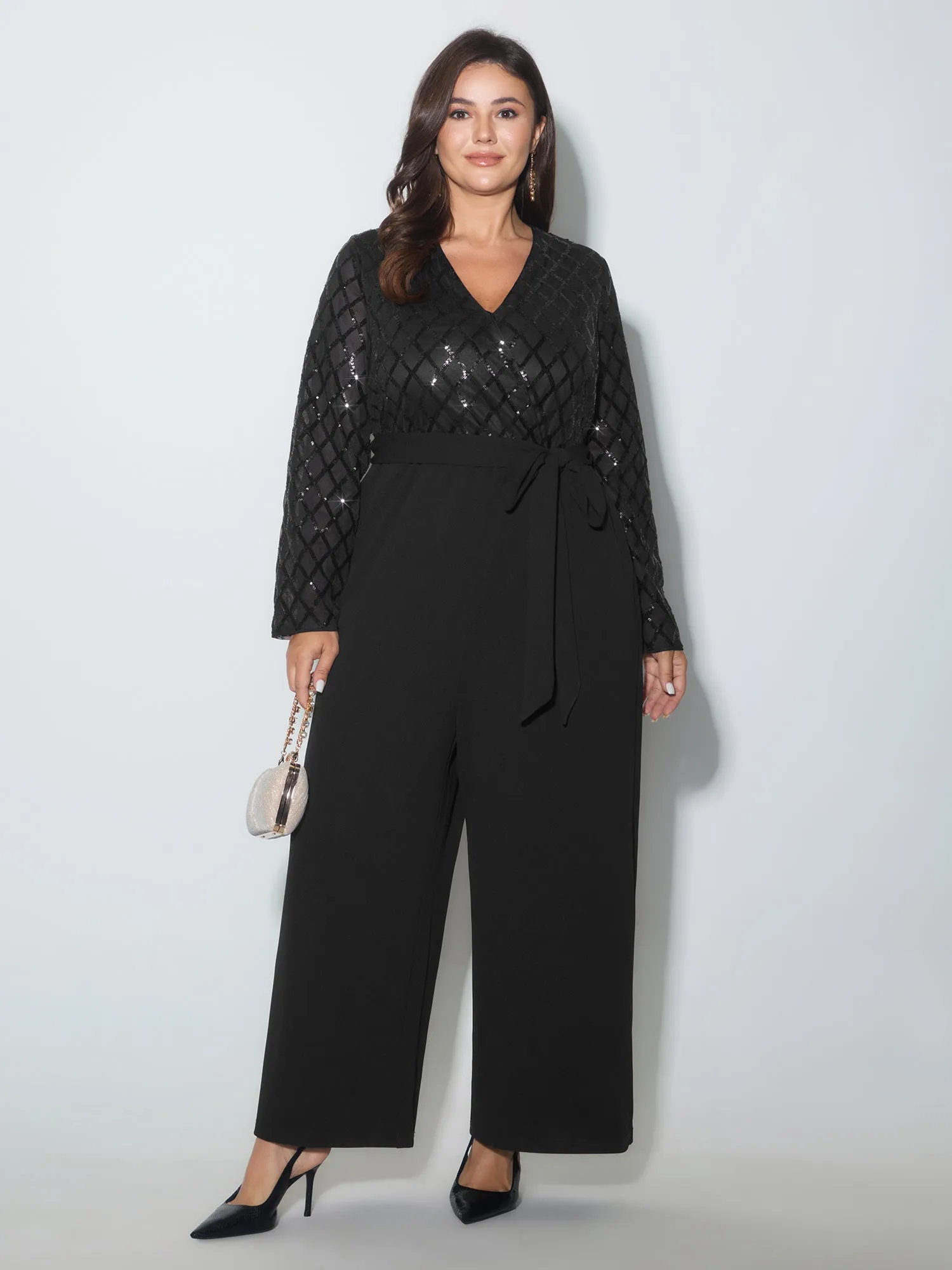 Sparkly Sequin Side-Tie Jumpsuin sold by Bloomchic