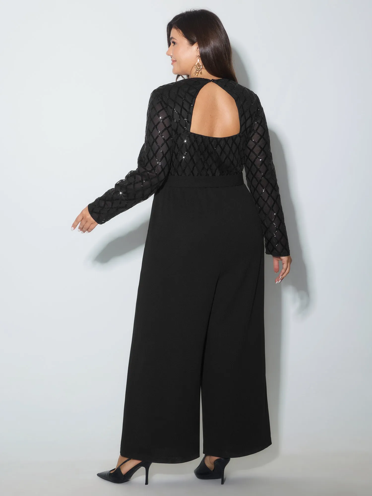 Sparkly Sequin Side-Tie Jumpsuin sold by Bloomchic product image thumbnail 4