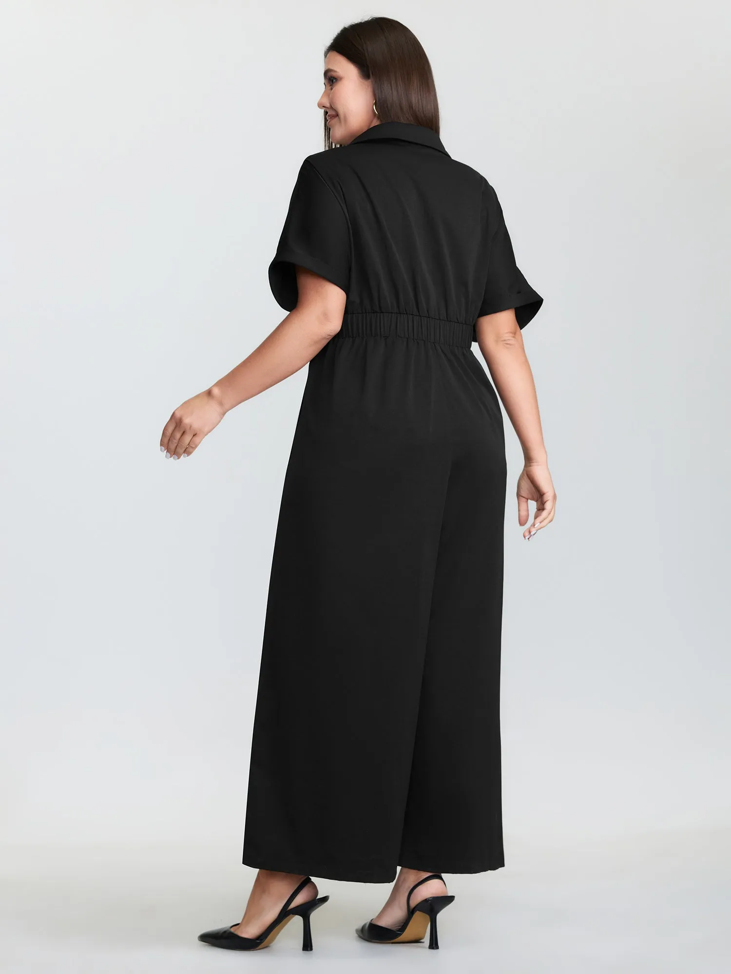 Pleated Waistband Button Detail Pocket Jumpsuit sold by Bloomchic product image thumbnail 5