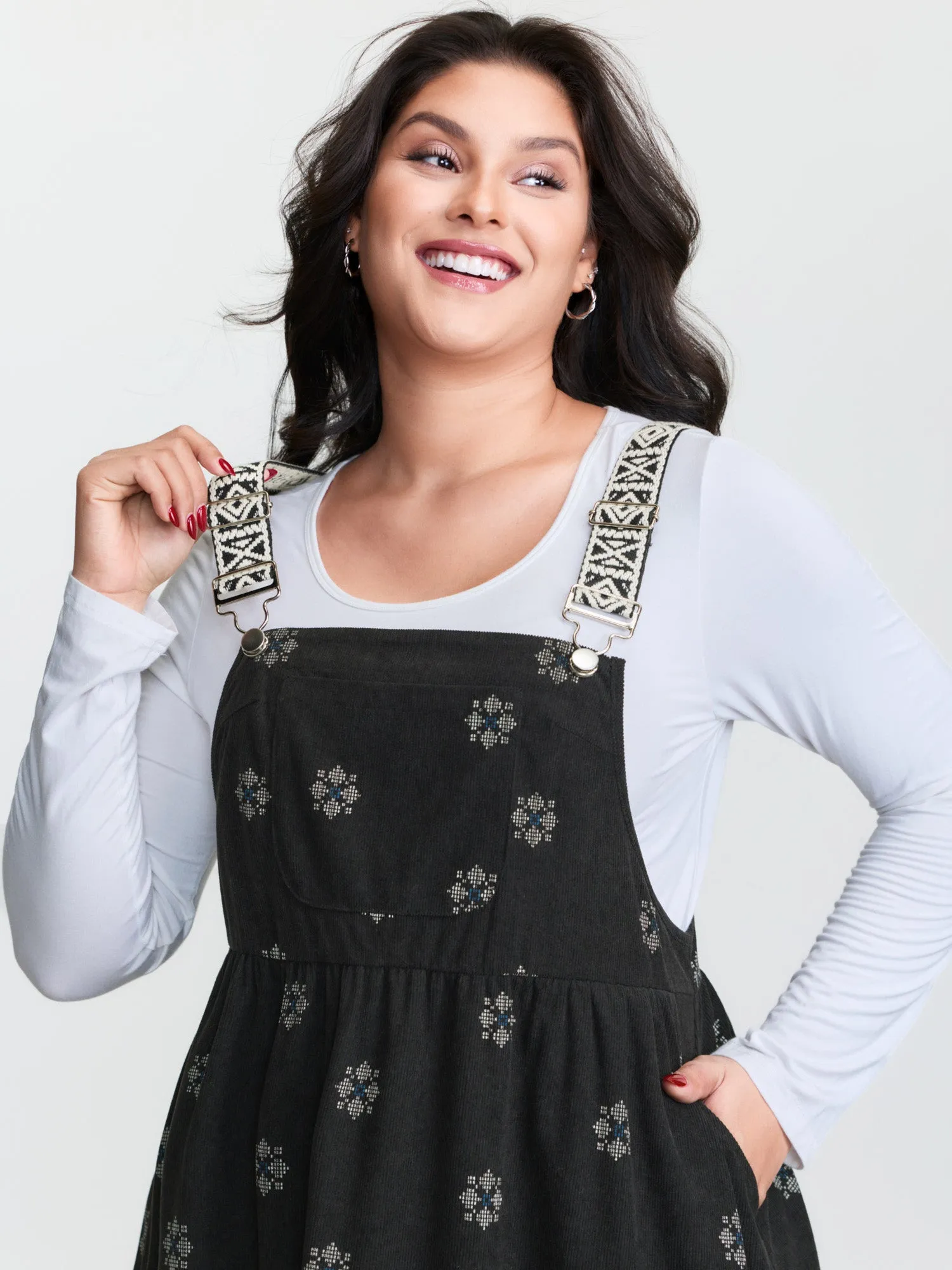 Adjustable Floral Midi Overall Dress sold by Bloomchic product image thumbnail 3
