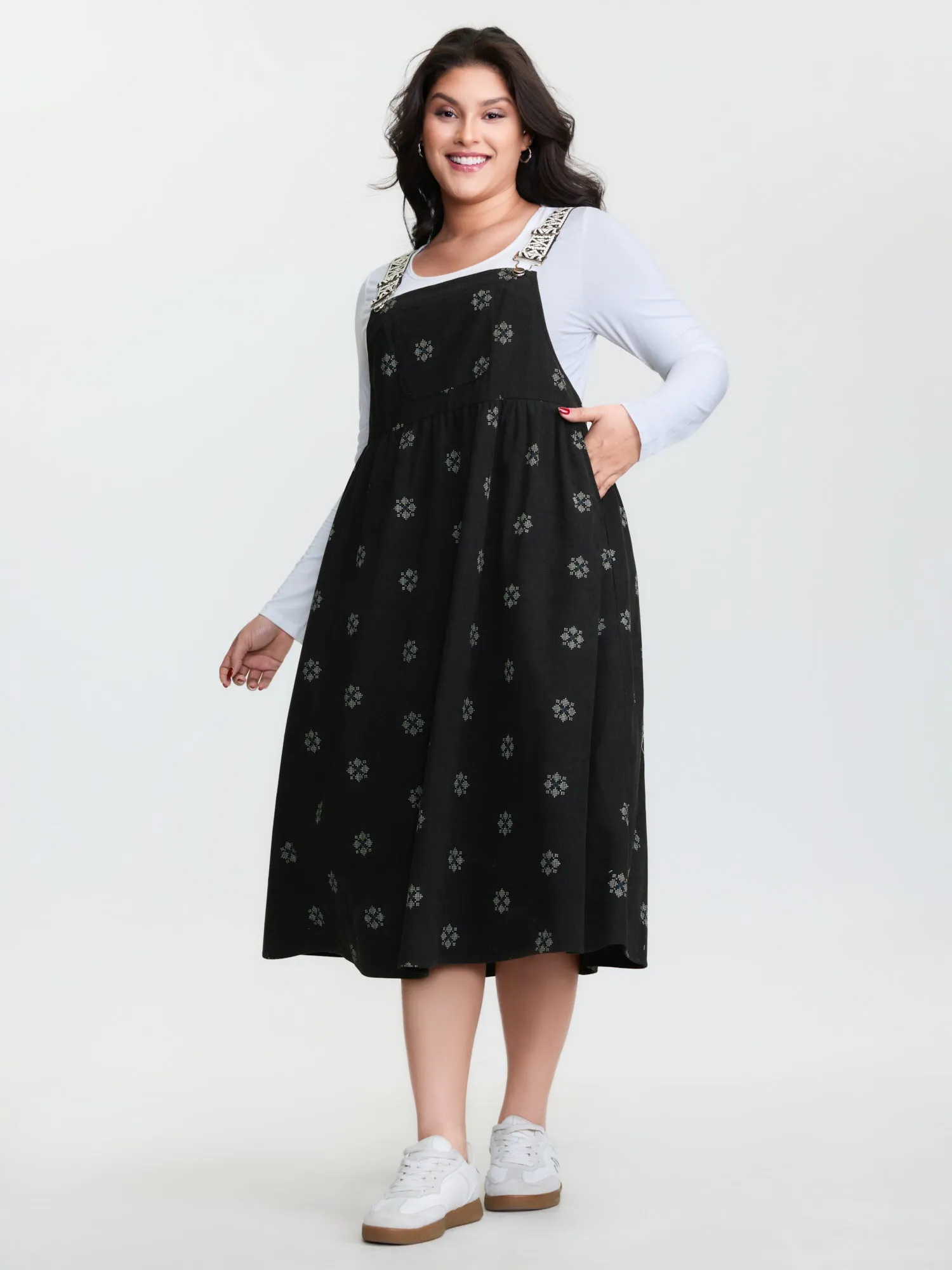 Adjustable Floral Midi Overall Dress sold by Bloomchic product image thumbnail 2