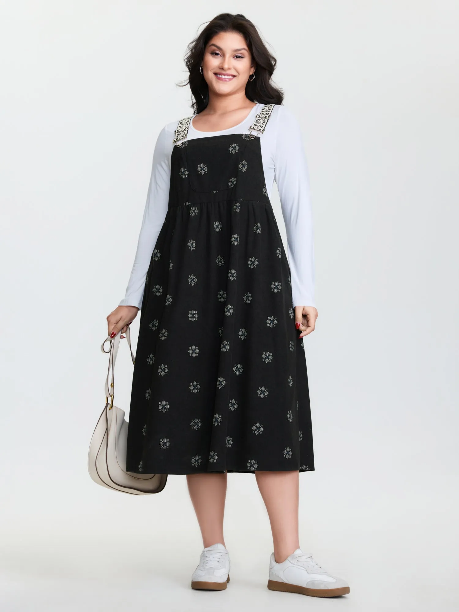Adjustable Floral Midi Overall Dress sold by Bloomchic