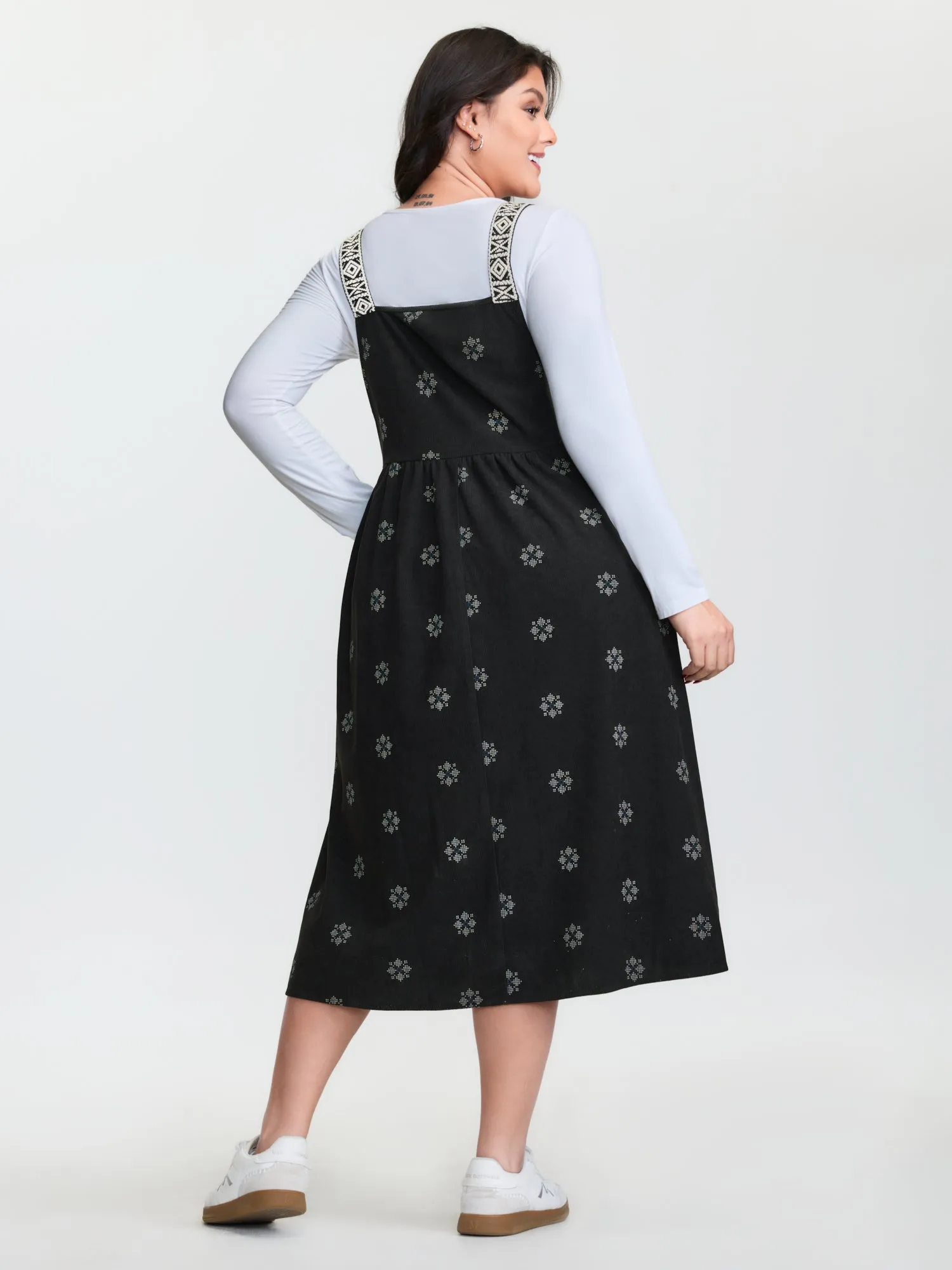 Adjustable Floral Midi Overall Dress sold by Bloomchic product image thumbnail 5