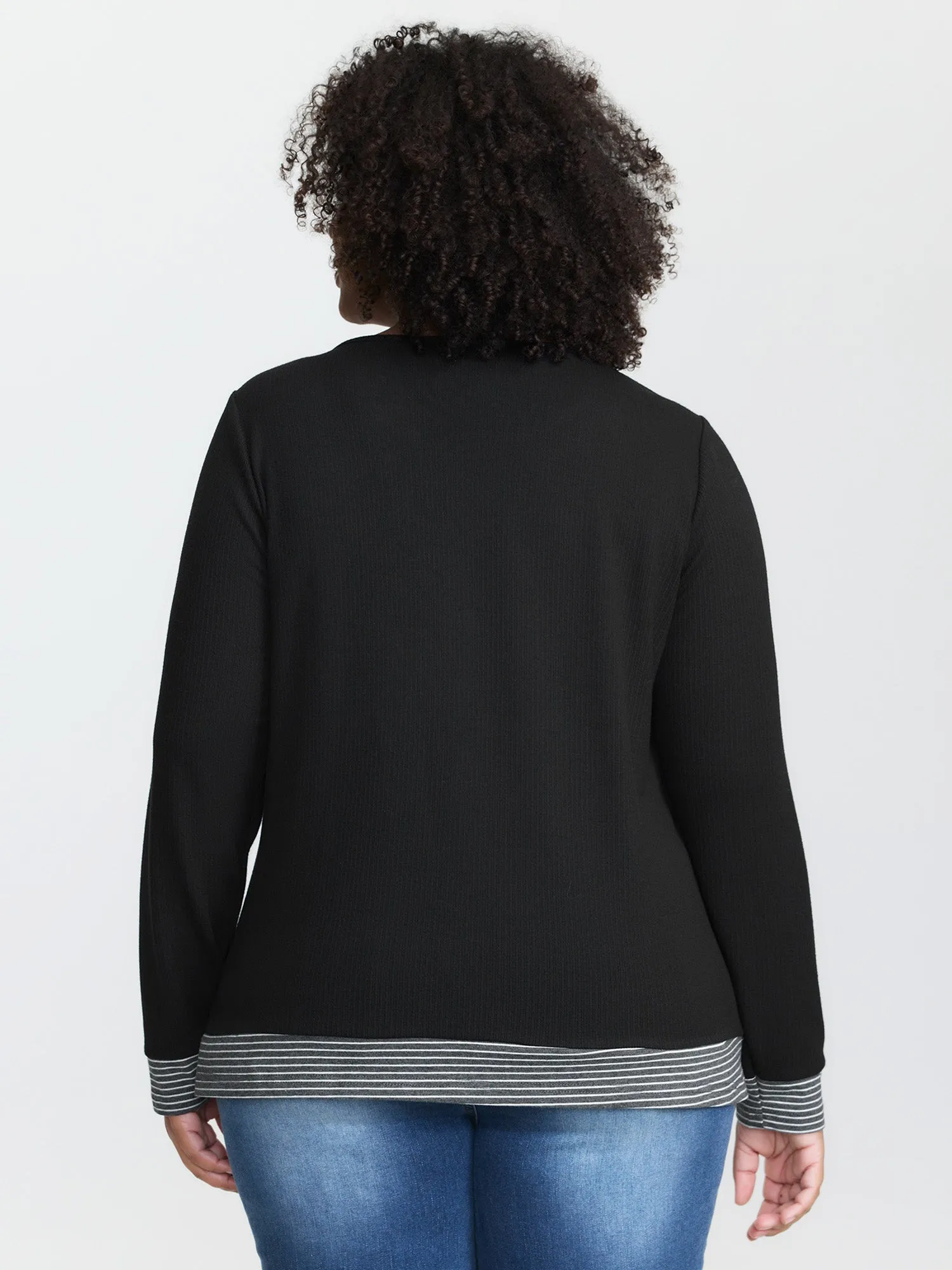 Striped Contrast Button Placket T-Shirt sold by Bloomchic product image thumbnail 4