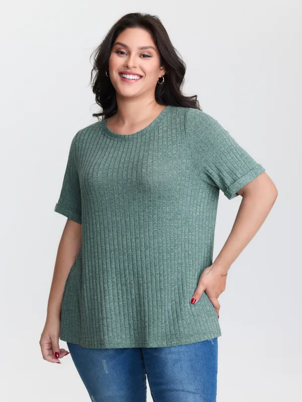 Back Button Detail Plain T-Shirt sold by Bloomchic