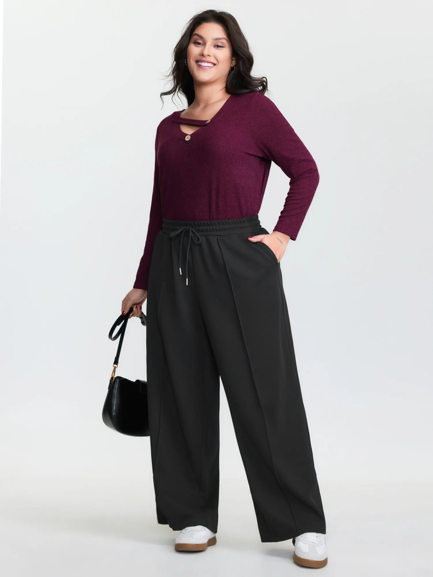 Stretchy Drawstring Waist Seamed Pants sold by Bloomchic product image thumbnail 2