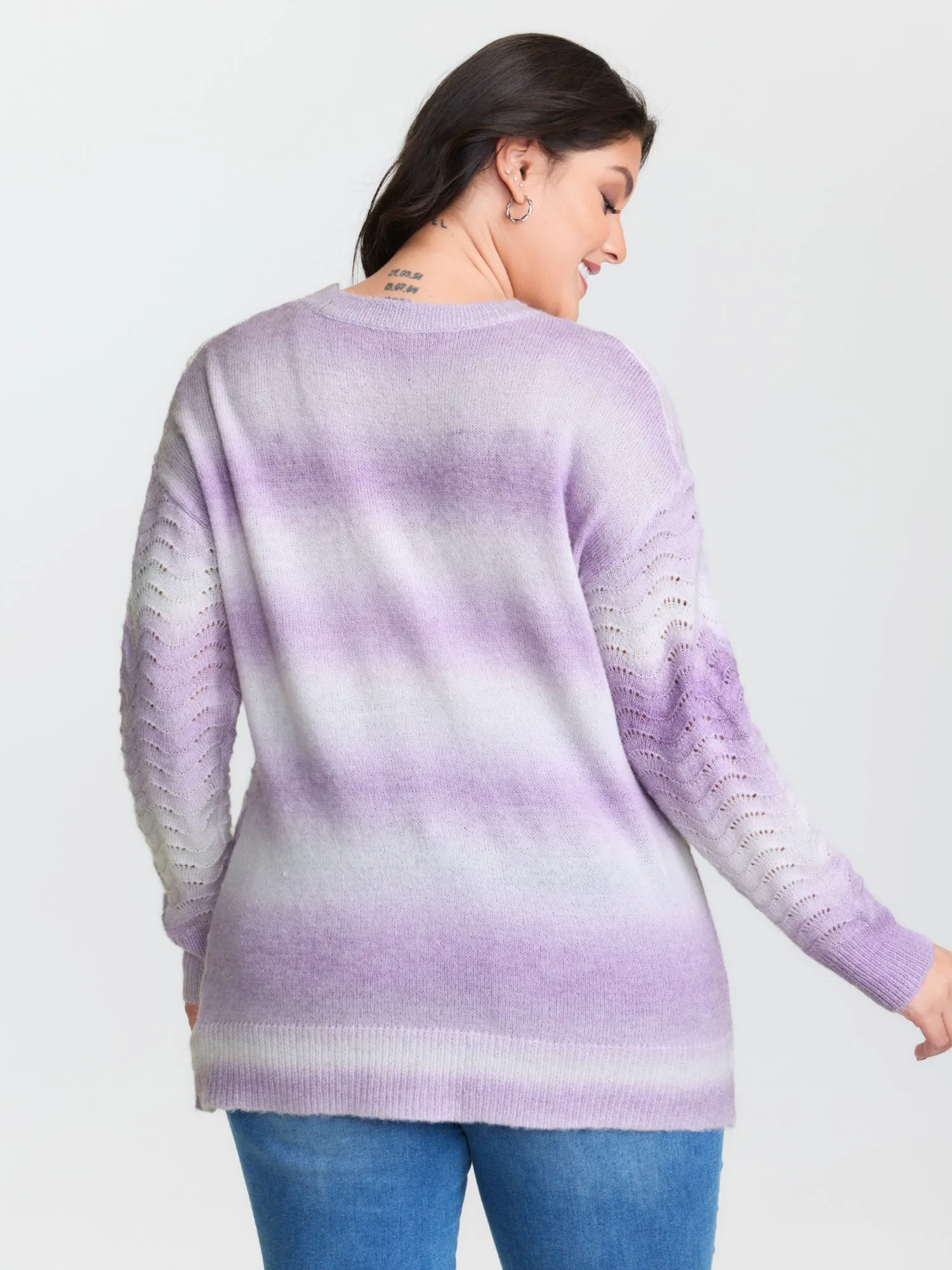 Textured Color Gradient Drop Shoulder Pullover sold by Bloomchic product image thumbnail 5