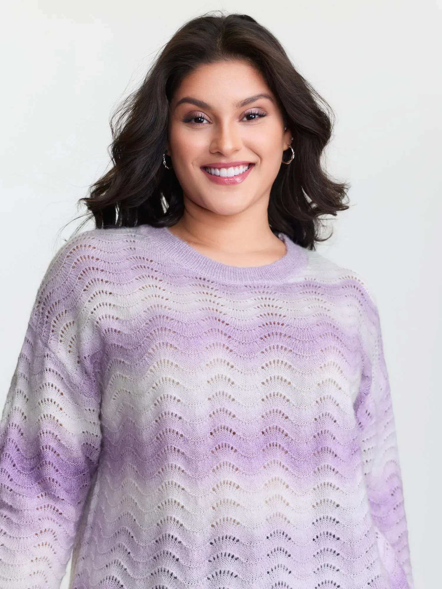 Textured Color Gradient Drop Shoulder Pullover sold by Bloomchic product image thumbnail 3