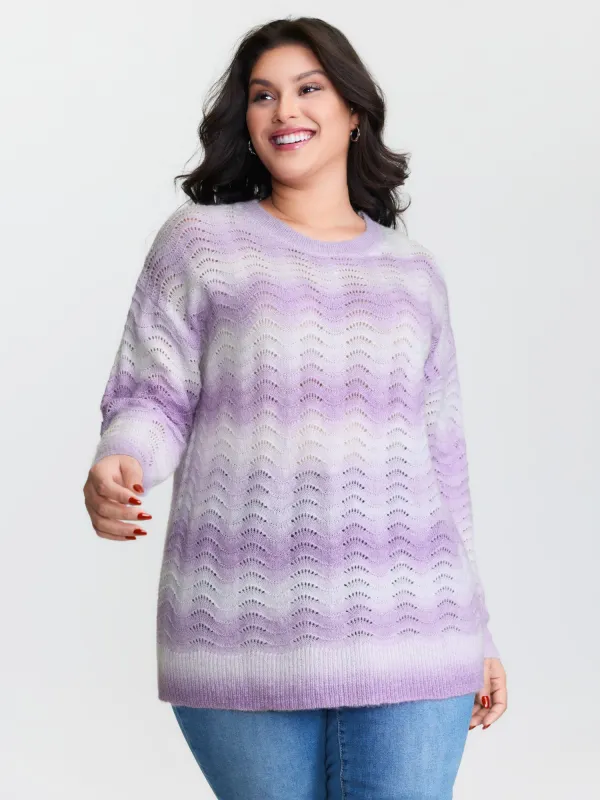 Textured Color Gradient Drop Shoulder Pullover sold by Bloomchic