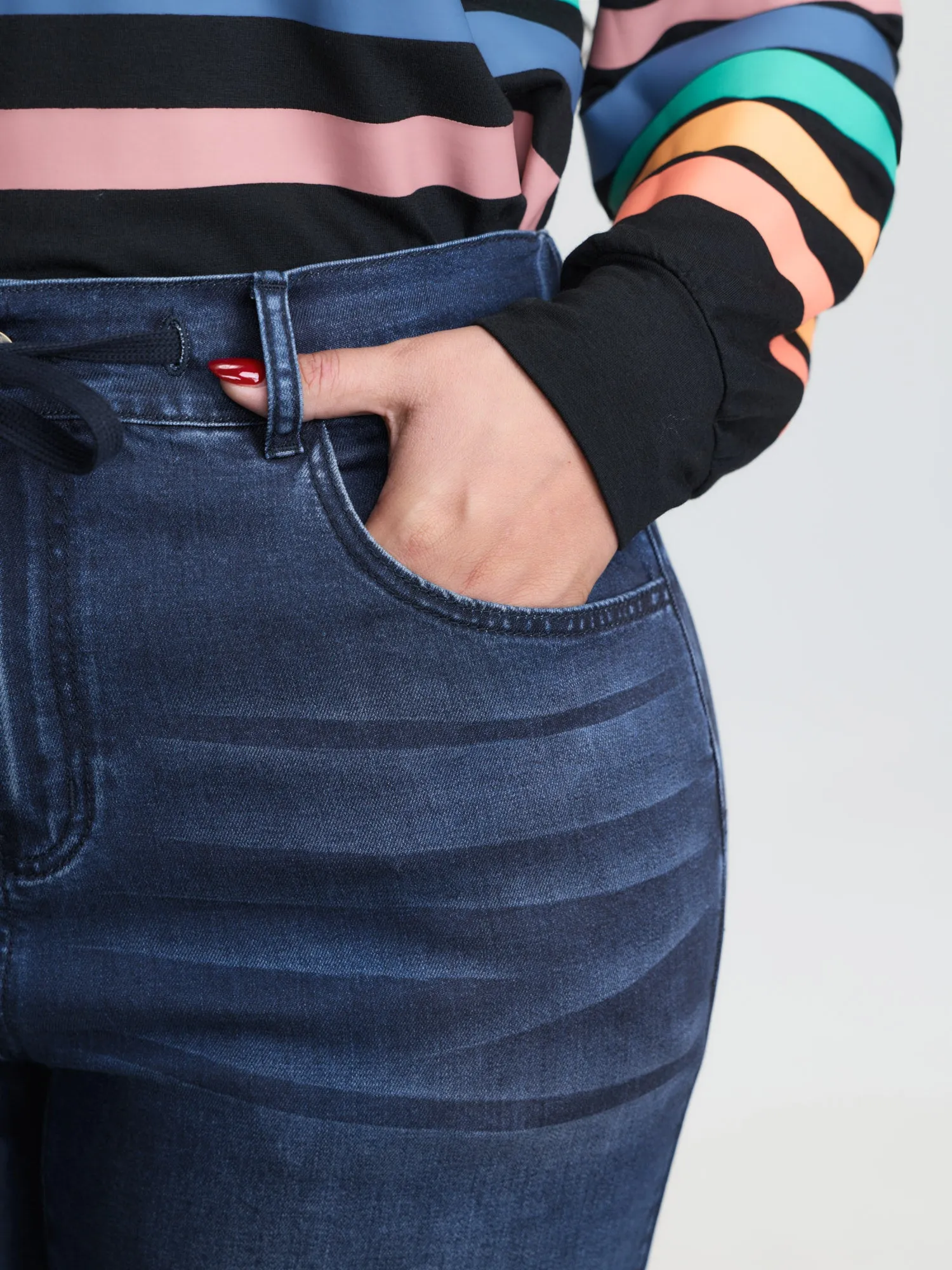 Drawstring Waistband Jogger Jeans sold by Bloomchic product image thumbnail 3