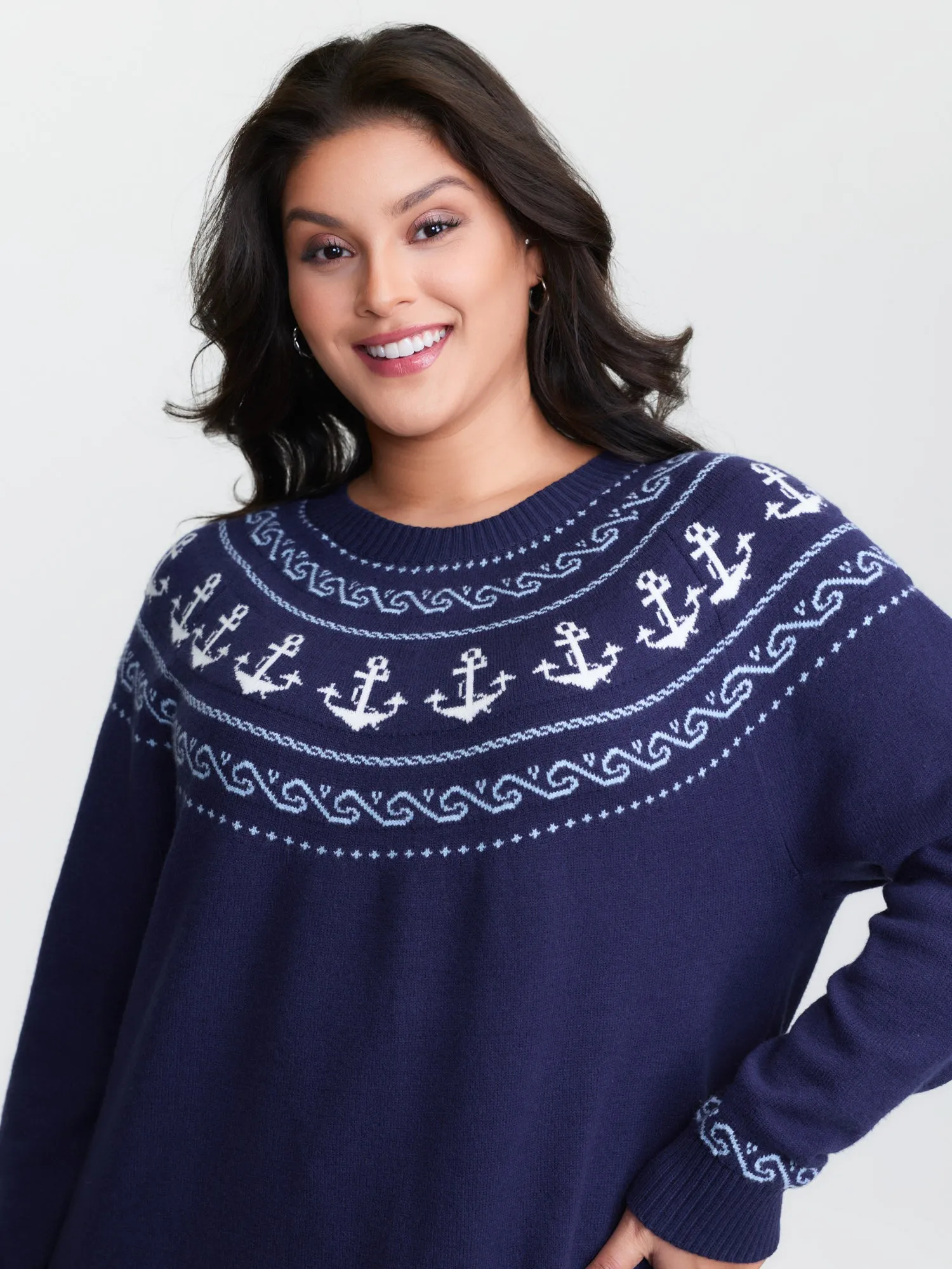 Fair-Isle Nautical Elements Jacquard Pullover sold by Bloomchic product image thumbnail 3