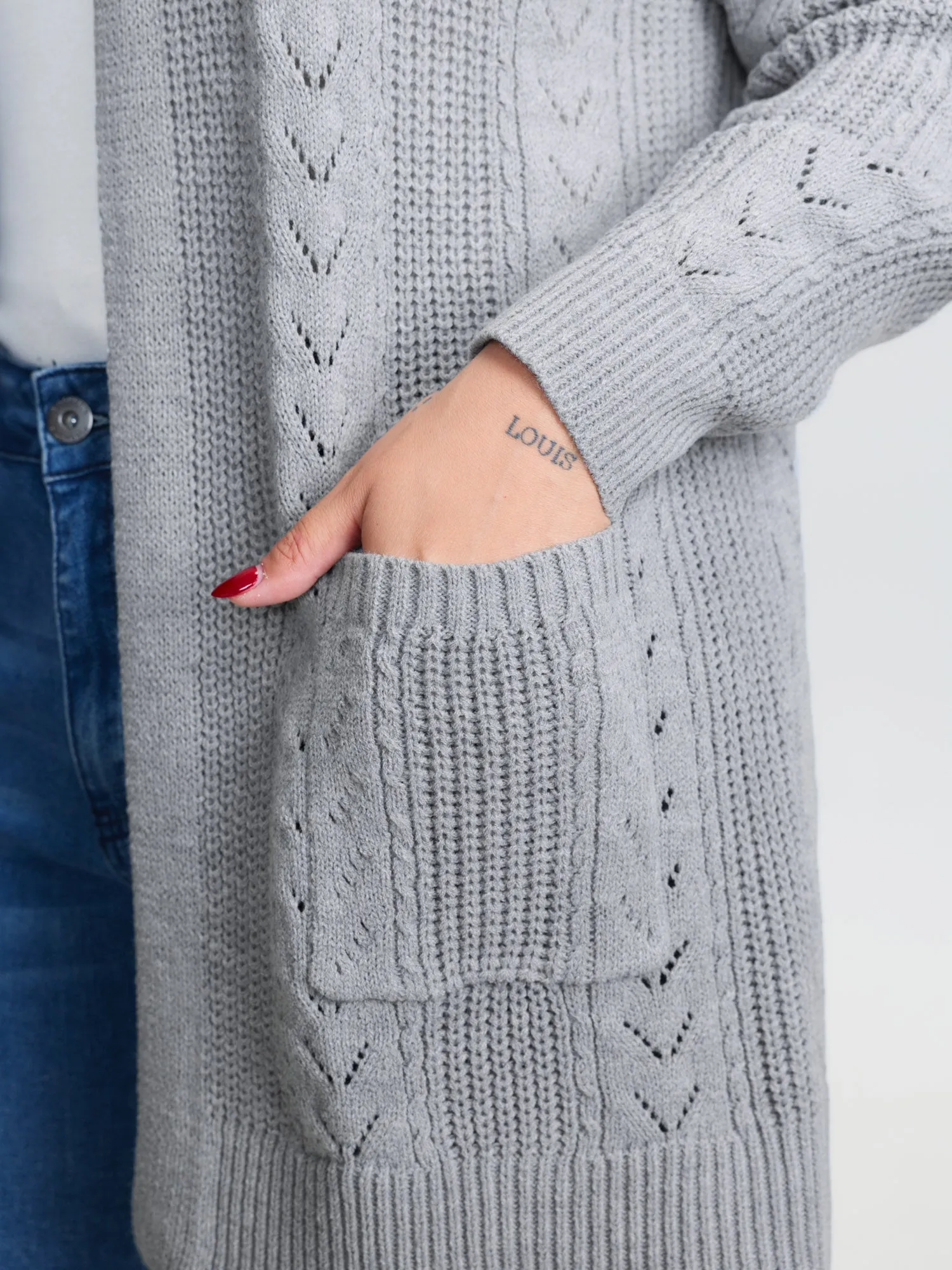 Textured Hooded Pockets Knit Cardigan sold by Bloomchic product image thumbnail 4