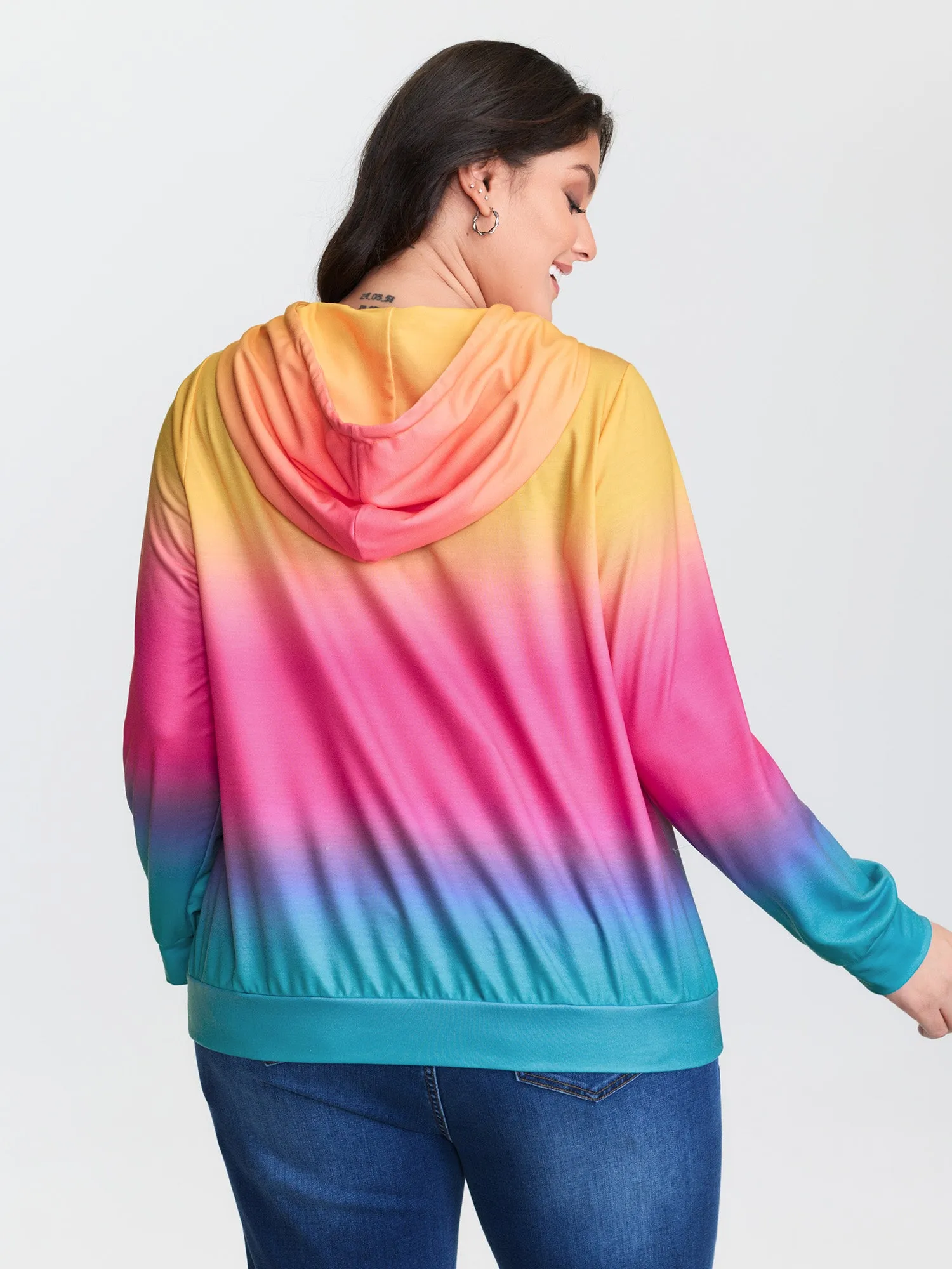 Color Gradient Stretchy Hem Hoodie sold by Bloomchic product image thumbnail 5