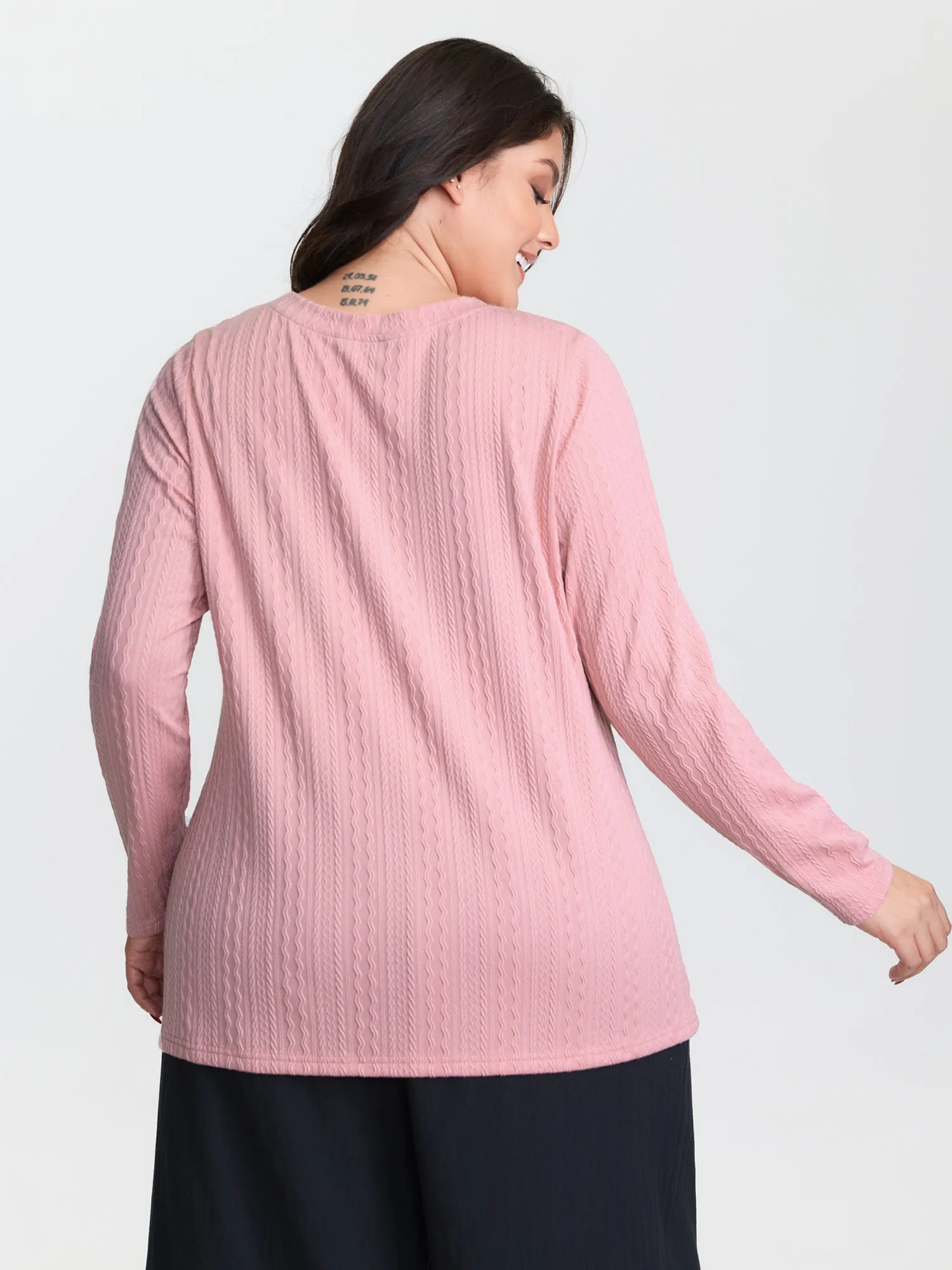 Lace Trim Textured Cut-Out T-Shirt sold by Bloomchic product image thumbnail 5