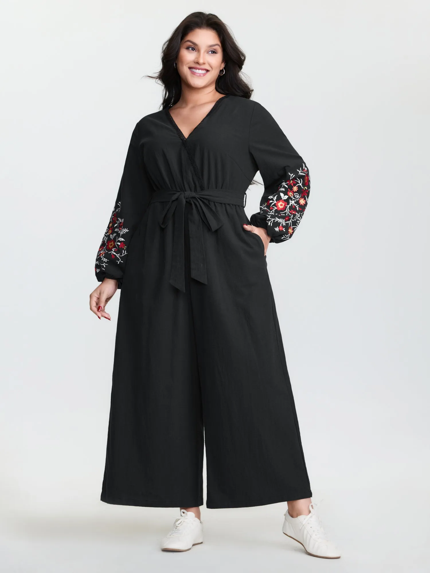 Pure Cotton Floral Embroidered Sleeve Jumpsuit sold by Bloomchic product image thumbnail 2