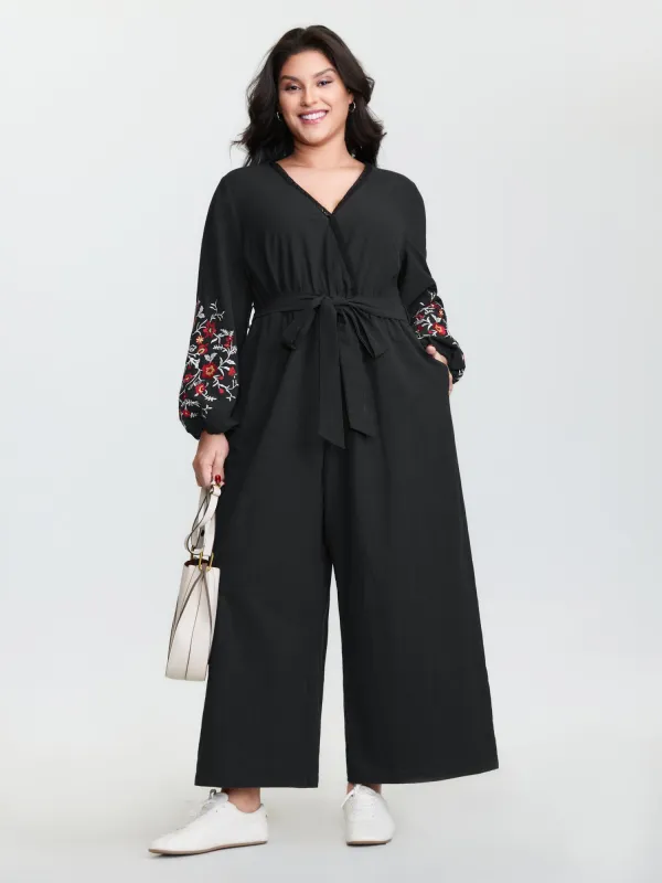 Pure Cotton Floral Embroidered Sleeve Jumpsuit sold by Bloomchic
