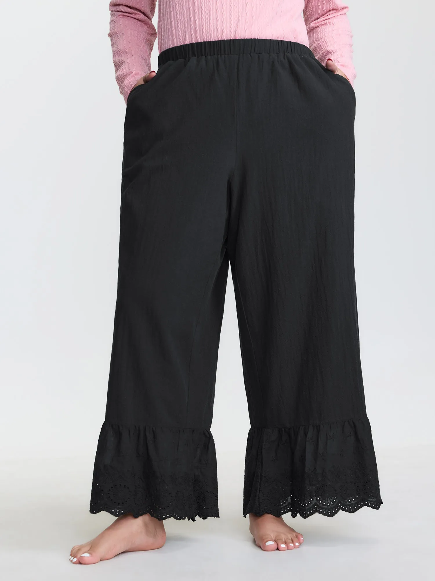 Pure Cotton Ruffled Hem Lounge Bottoms sold by Bloomchic