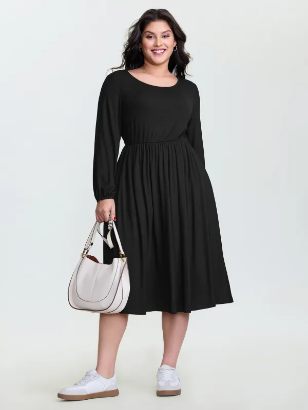 Supersoft Cut-Out Back Round Neck Midi Dress sold by Bloomchic