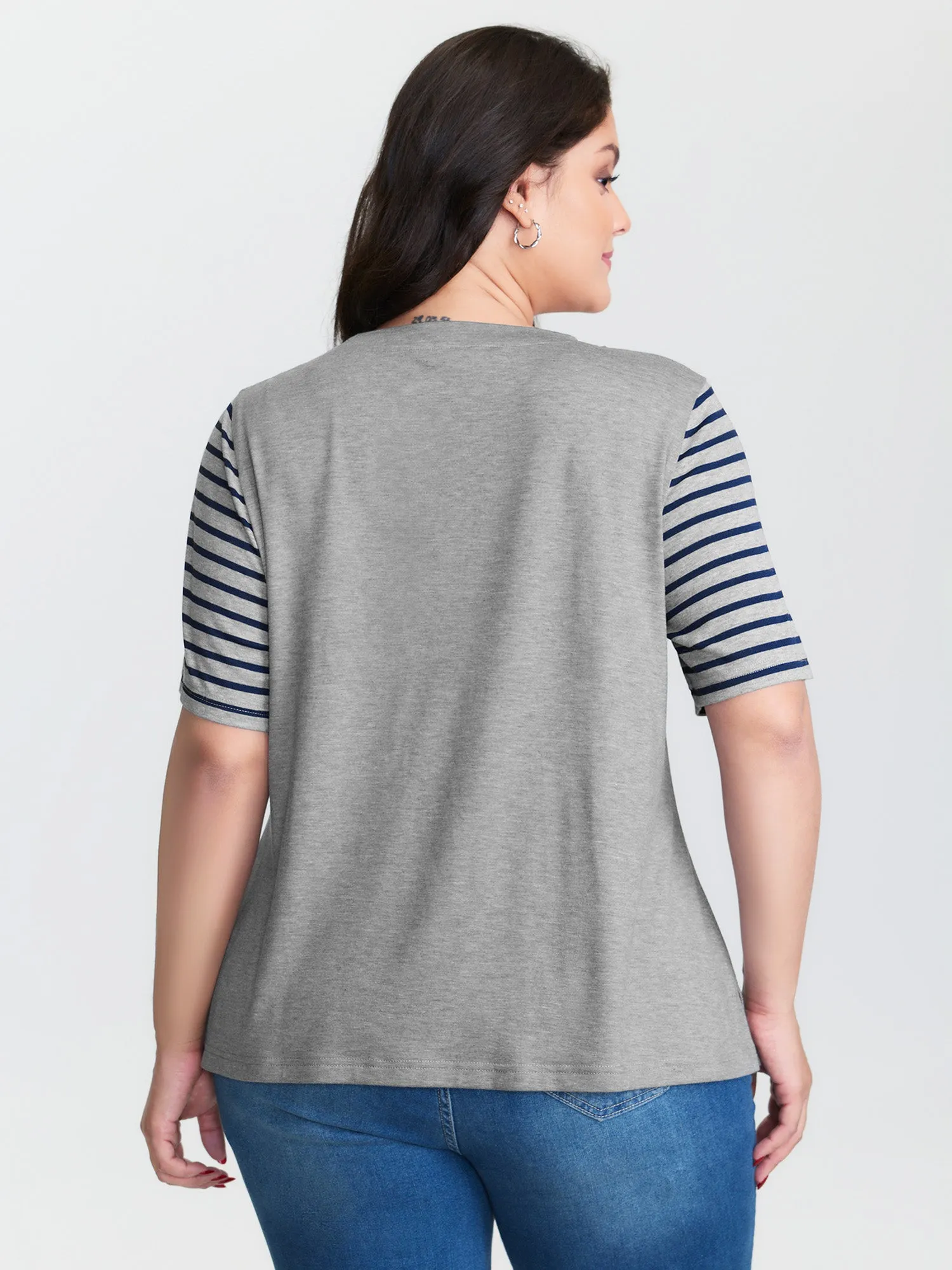 Supersoft Striped Color Contrast T-Shirt sold by Bloomchic product image thumbnail 5
