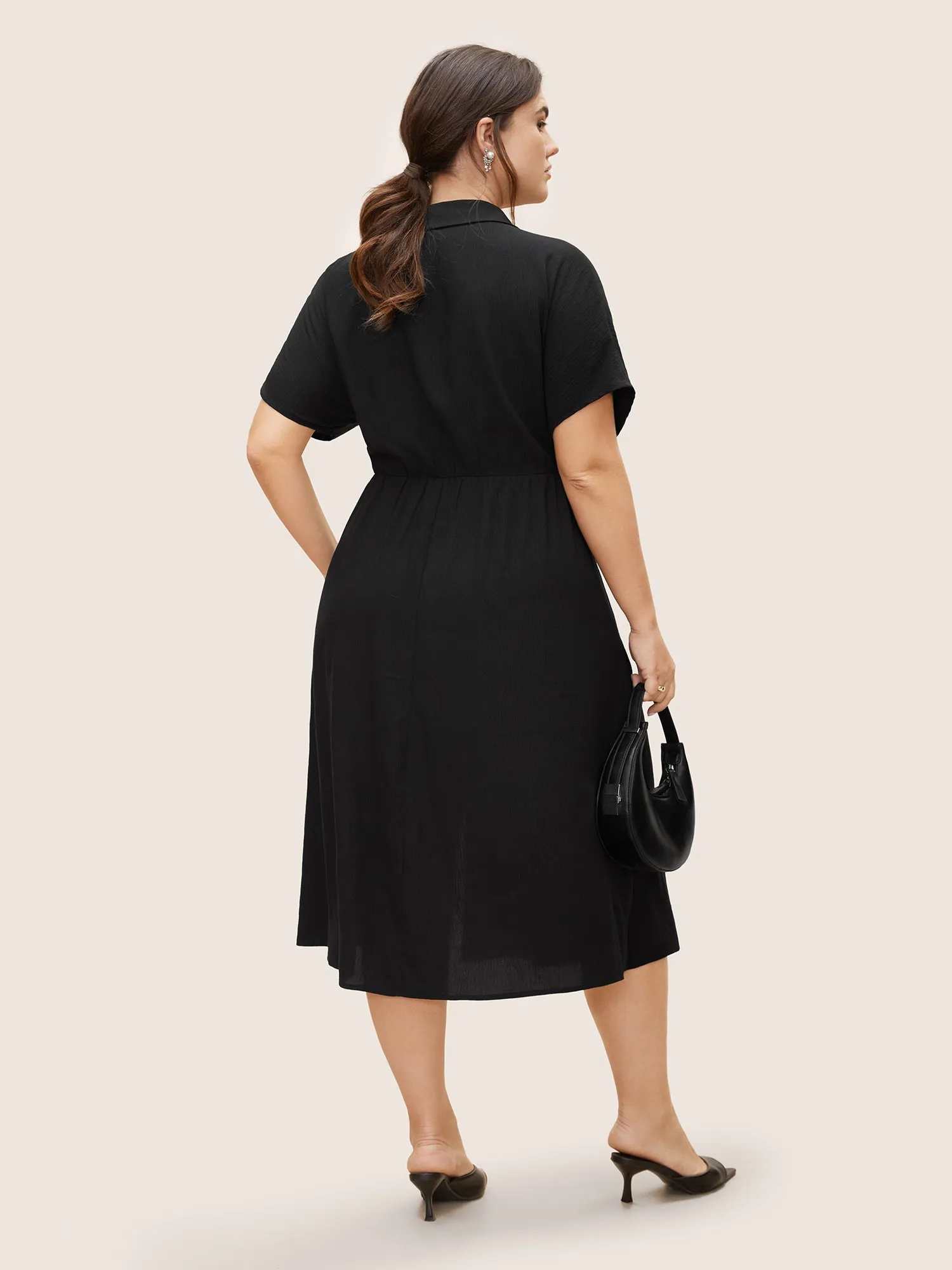 Shirt Collar Button Detail Split Front Dress sold by Bloomchic product image thumbnail 3