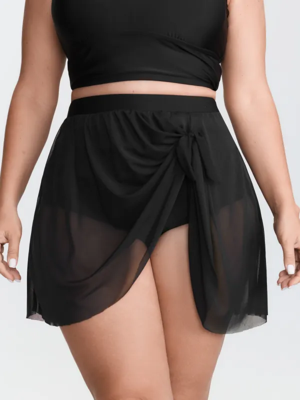 Mesh Side Drape Knotted Hem Swim Bottoms sold by Bloomchic