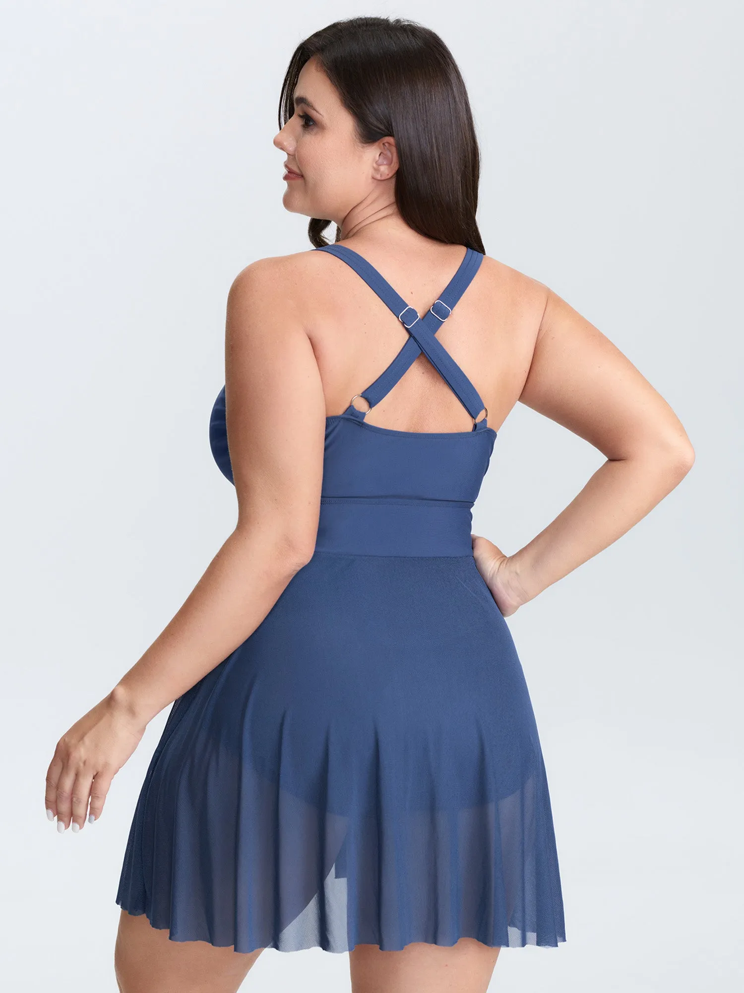 Sheer Layered Crossback Straps Swim Dress sold by Bloomchic product image thumbnail 5