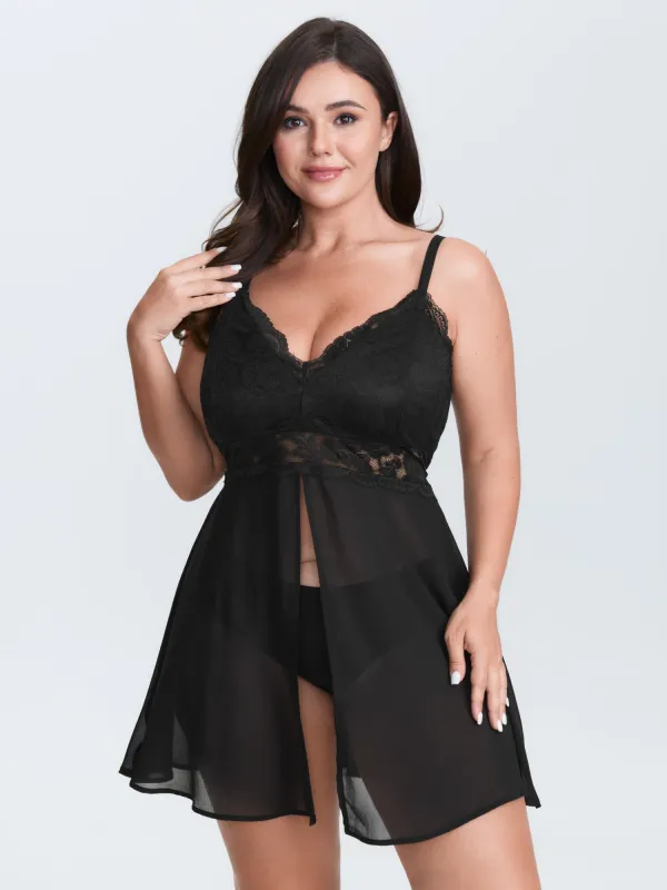 Romantic Sheer Lace Lounge Top sold by Bloomchic