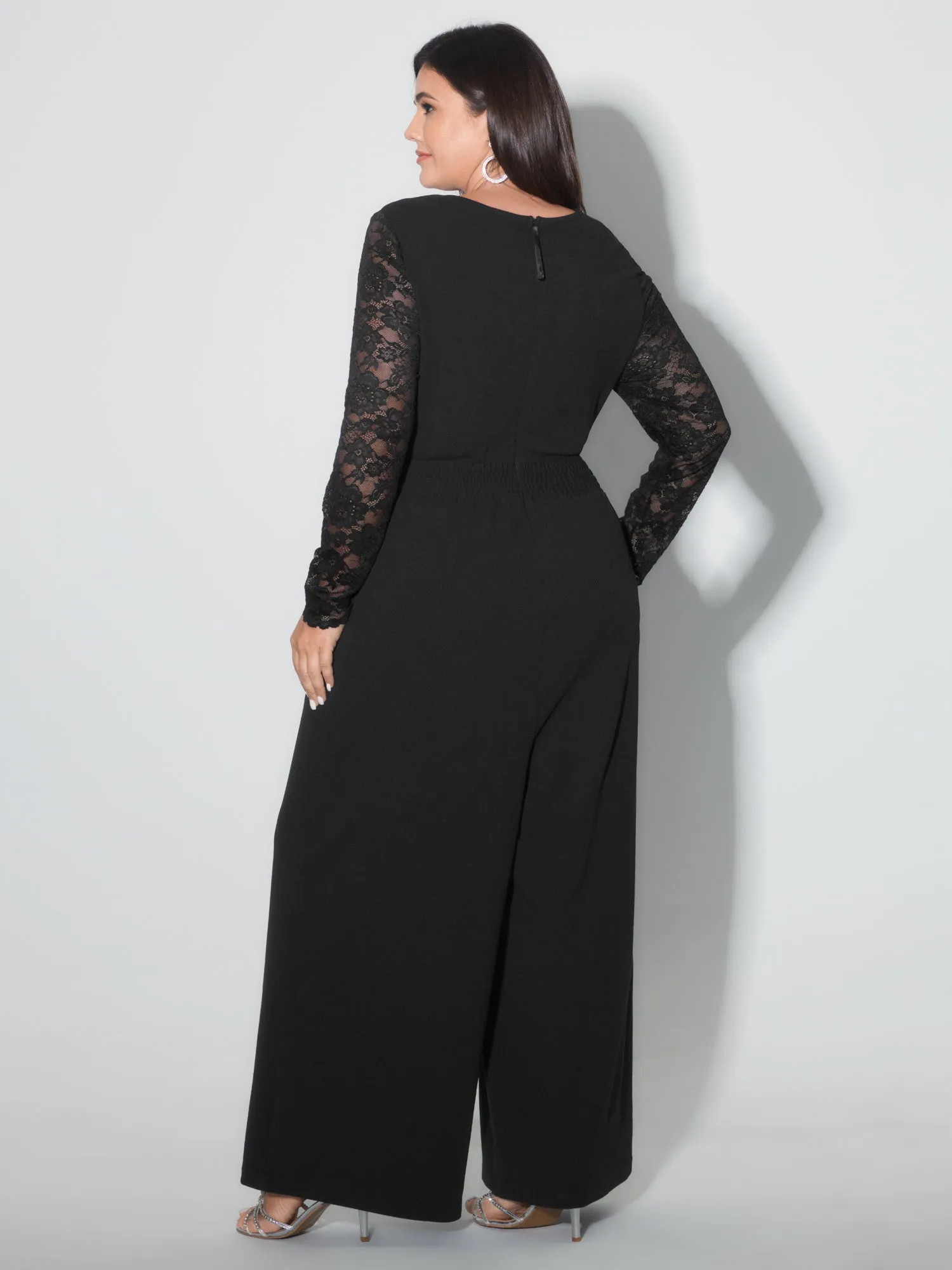 Sheer Lace Sleeve Cut-Out Neckline Jumpsuit sold by Bloomchic product image thumbnail 4