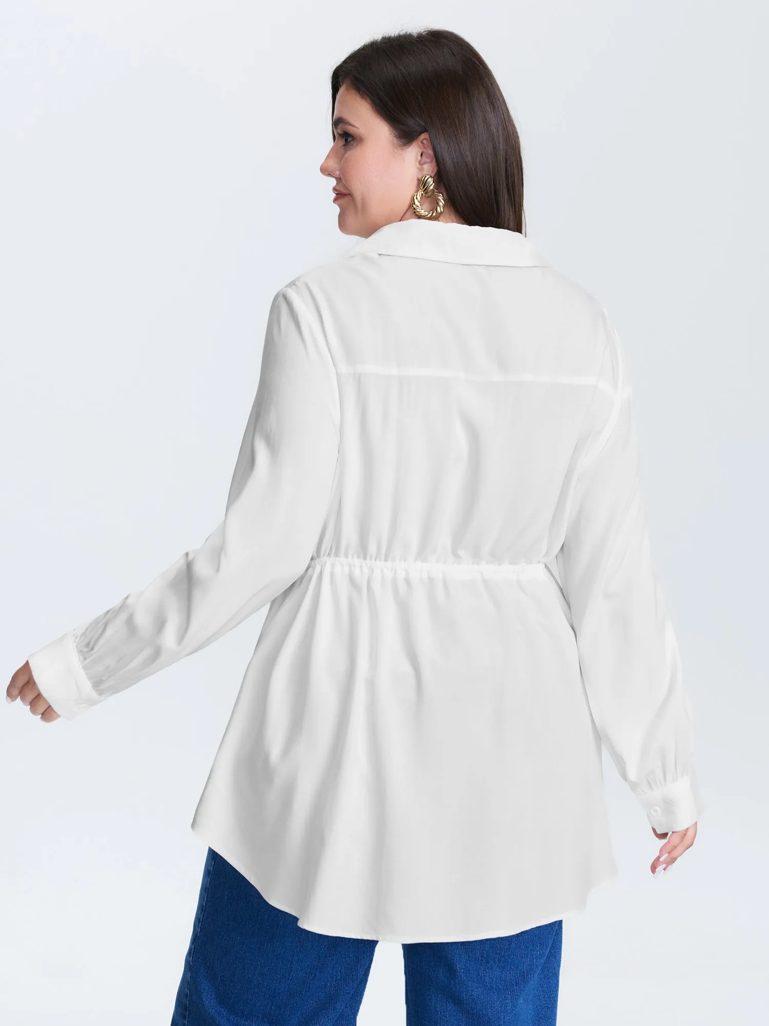 Lace Cut-Out Drawstring Waist Blouse sold by Bloomchic product image thumbnail 4