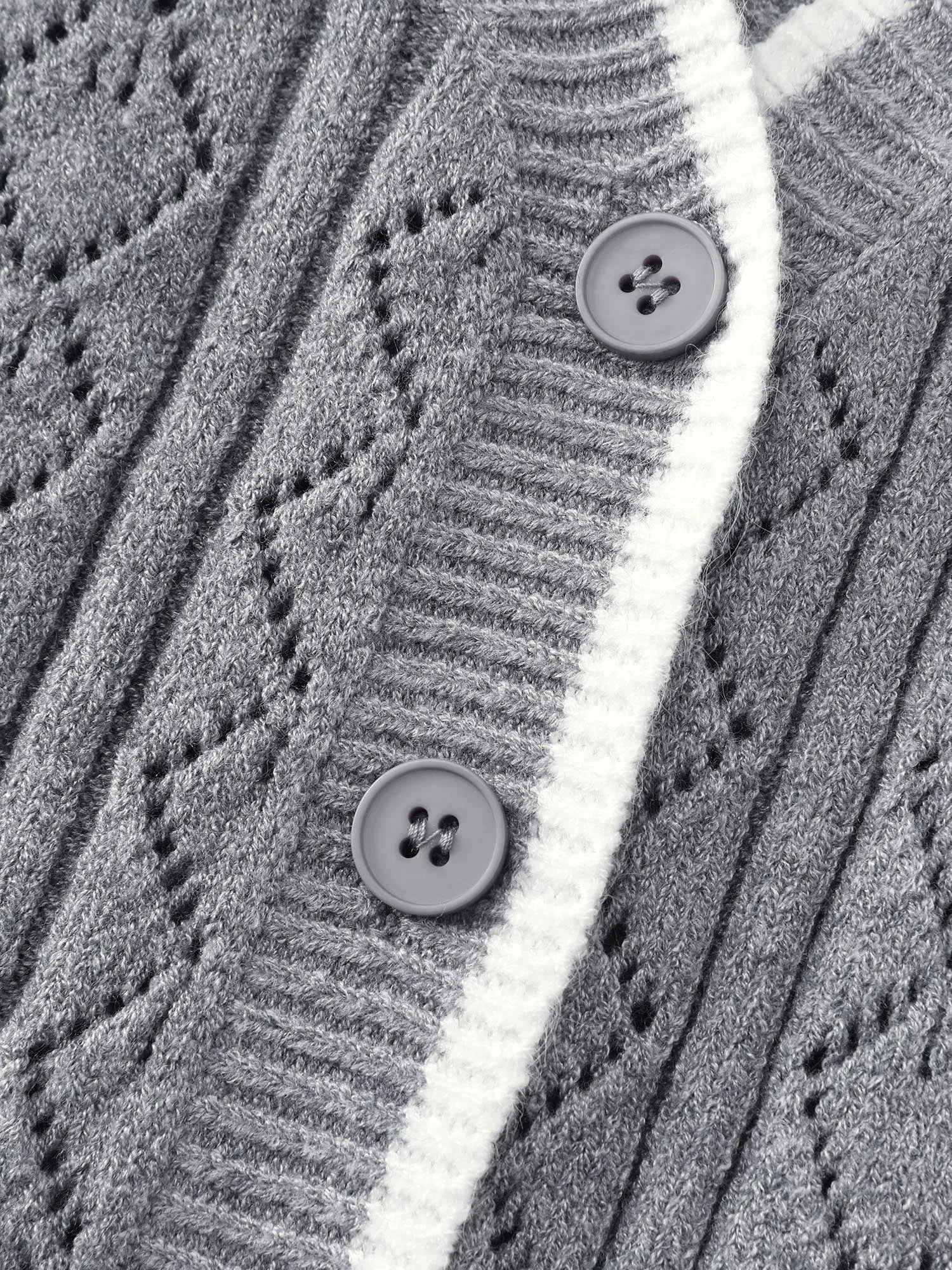 Textured Color Contrast Ruffled Hem Knit Cardigan sold by Bloomchic product image thumbnail 5