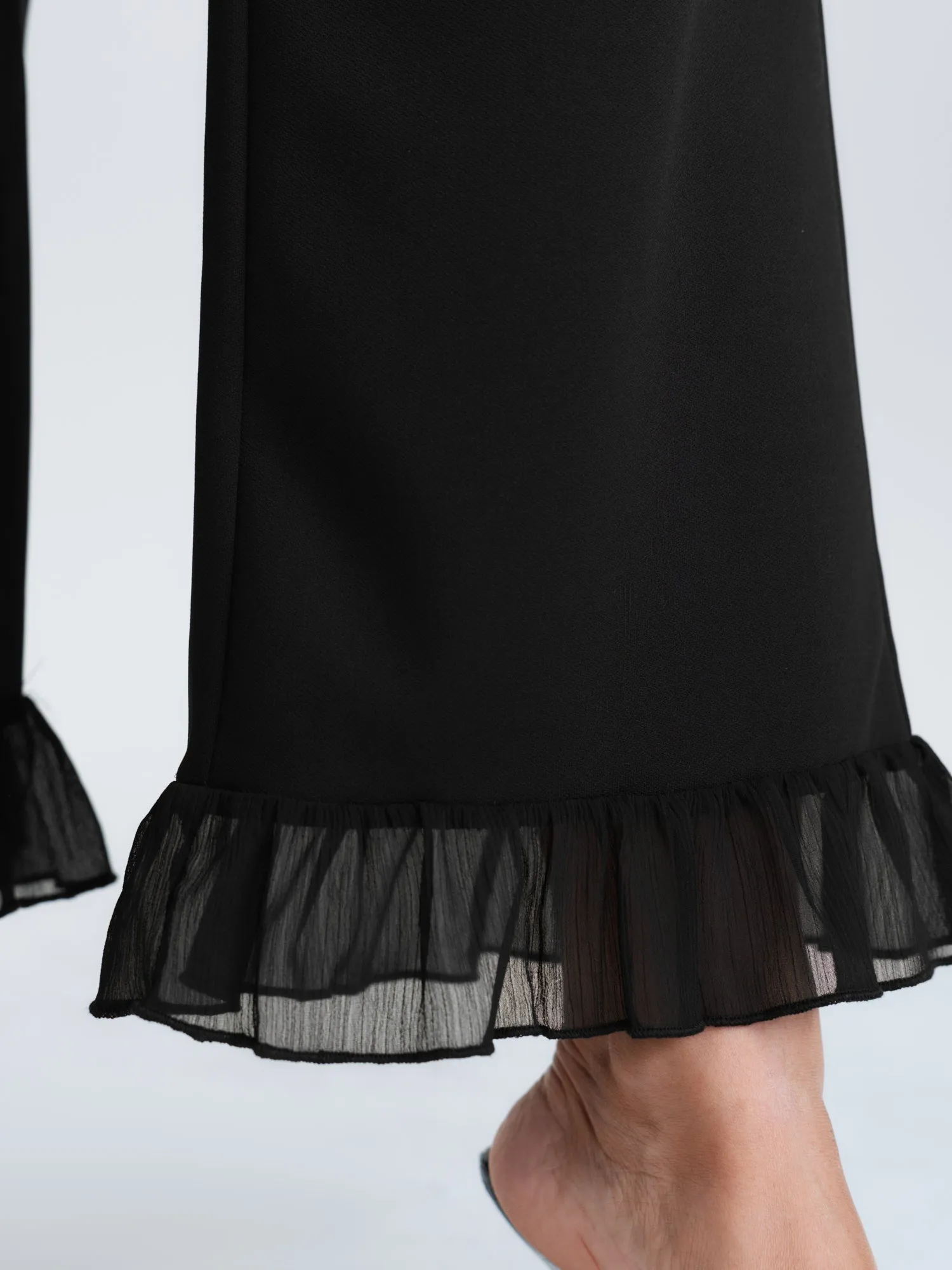 Ruffled Flared Hem Plain Pants sold by Bloomchic product image thumbnail 5