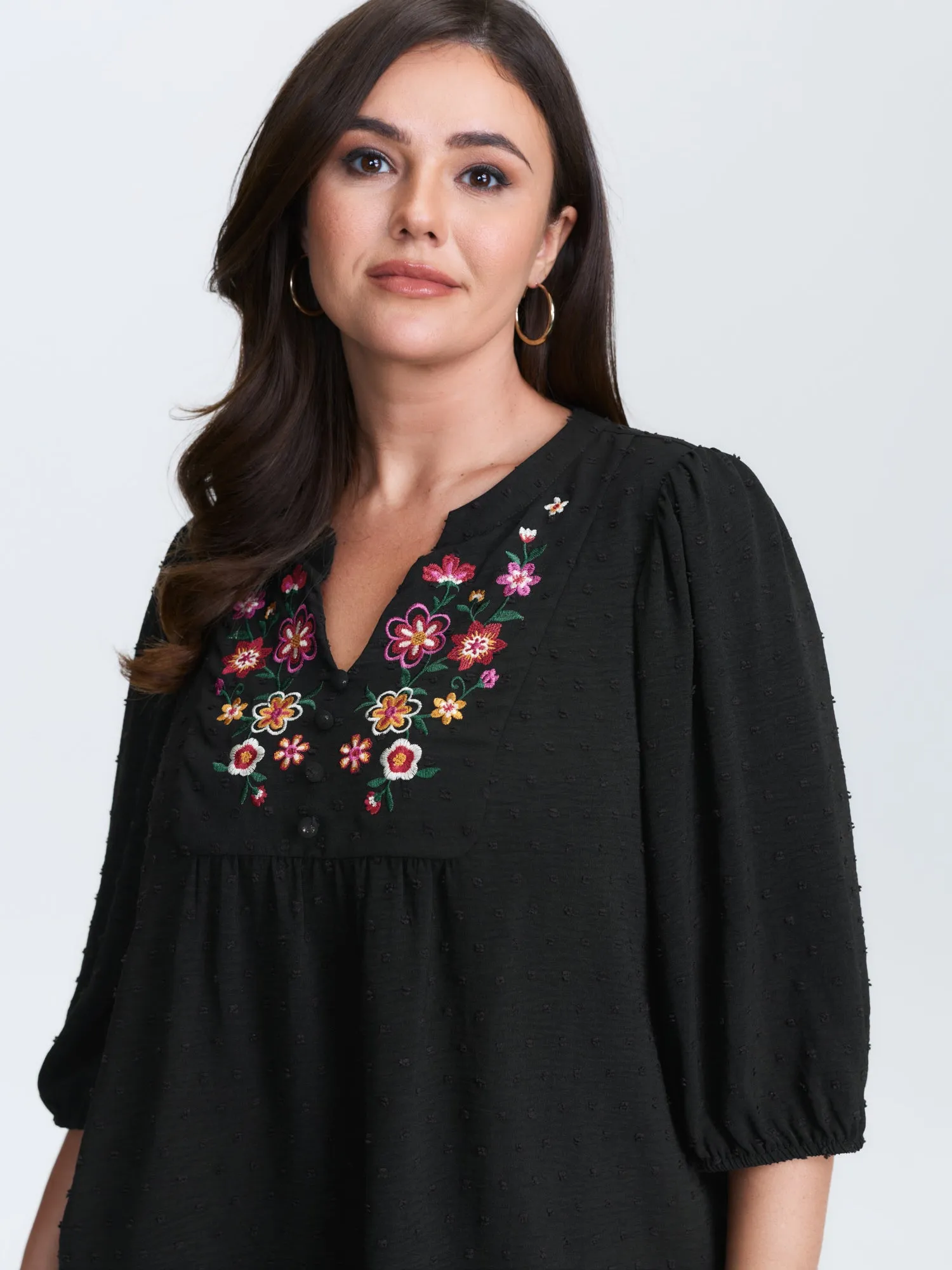 Multicolor Floral Embroidered Flowy Blouse sold by Bloomchic product image thumbnail 2