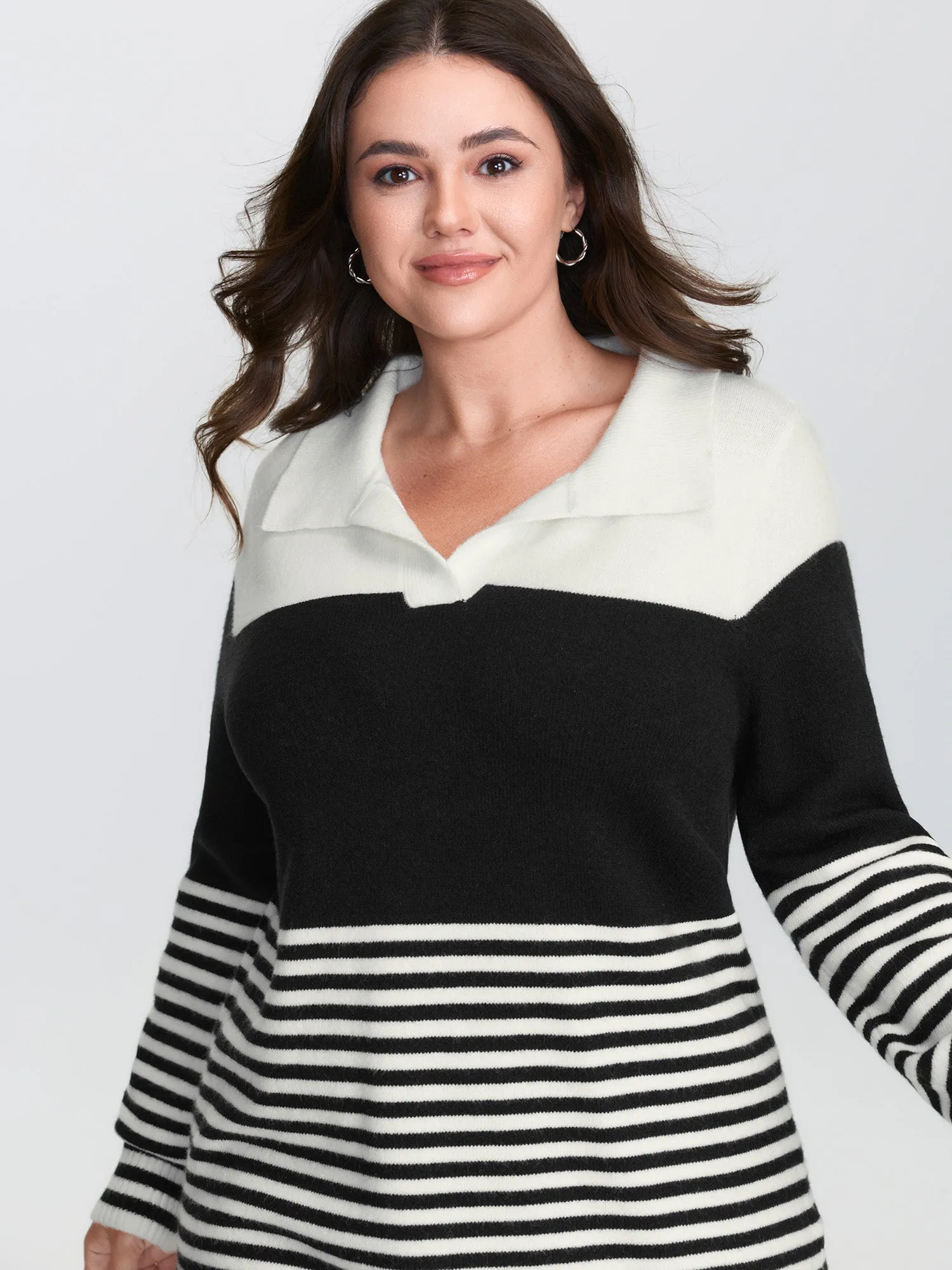 Supersoft Polo Collar Striped Colorblock Pullover sold by Bloomchic product image thumbnail 3
