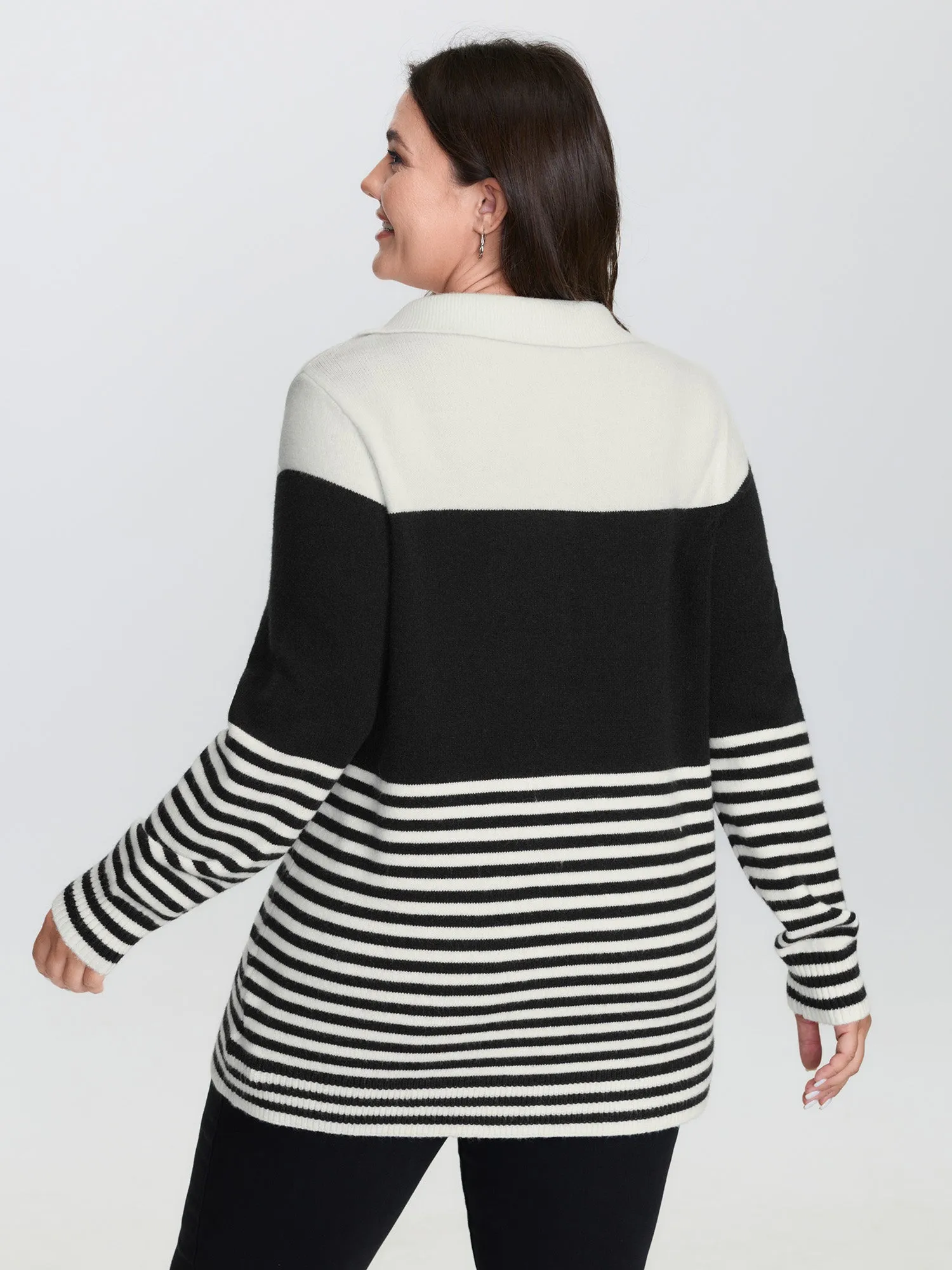 Supersoft Polo Collar Striped Colorblock Pullover sold by Bloomchic product image thumbnail 5