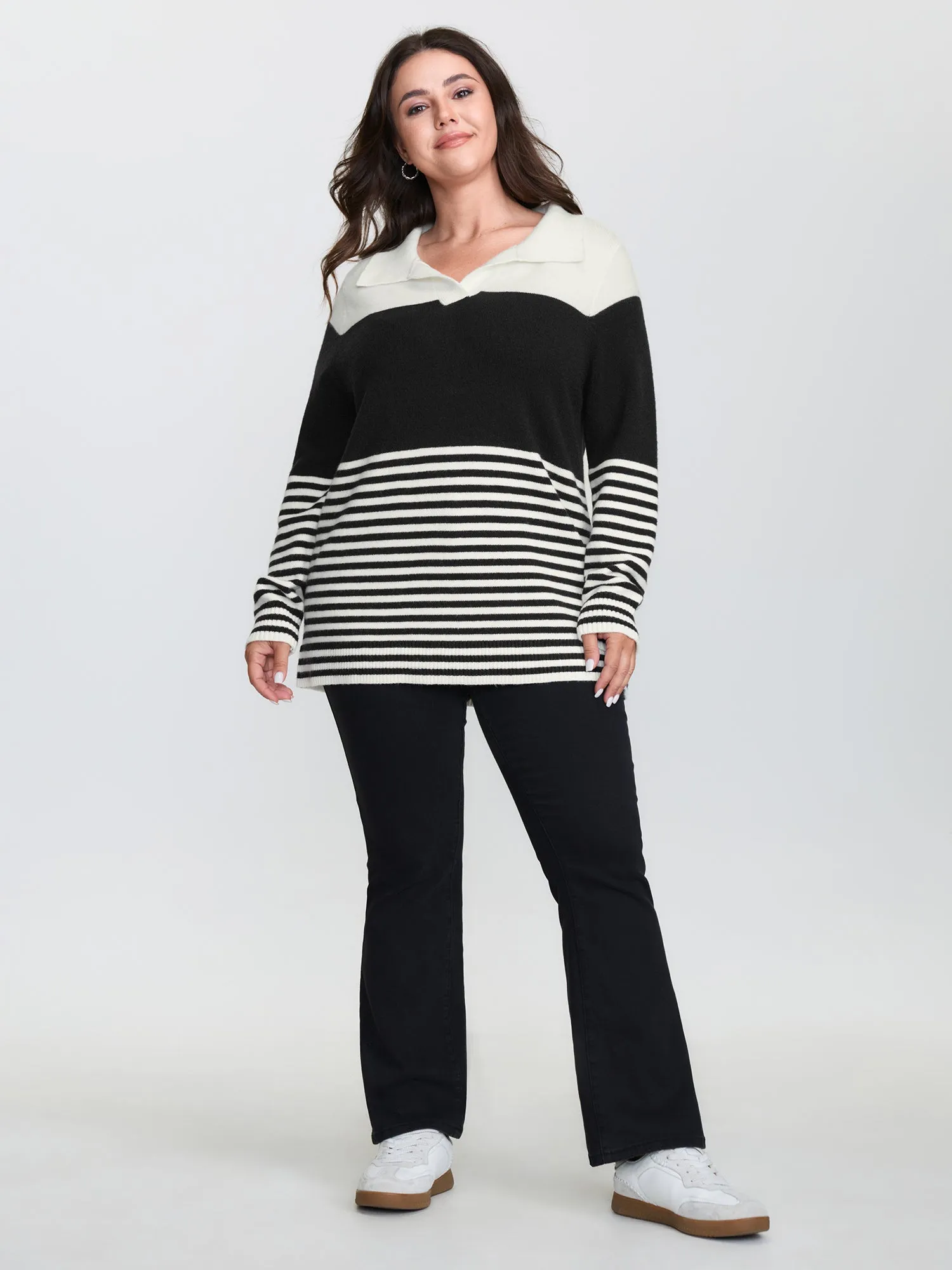 Supersoft Polo Collar Striped Colorblock Pullover sold by Bloomchic product image thumbnail 4