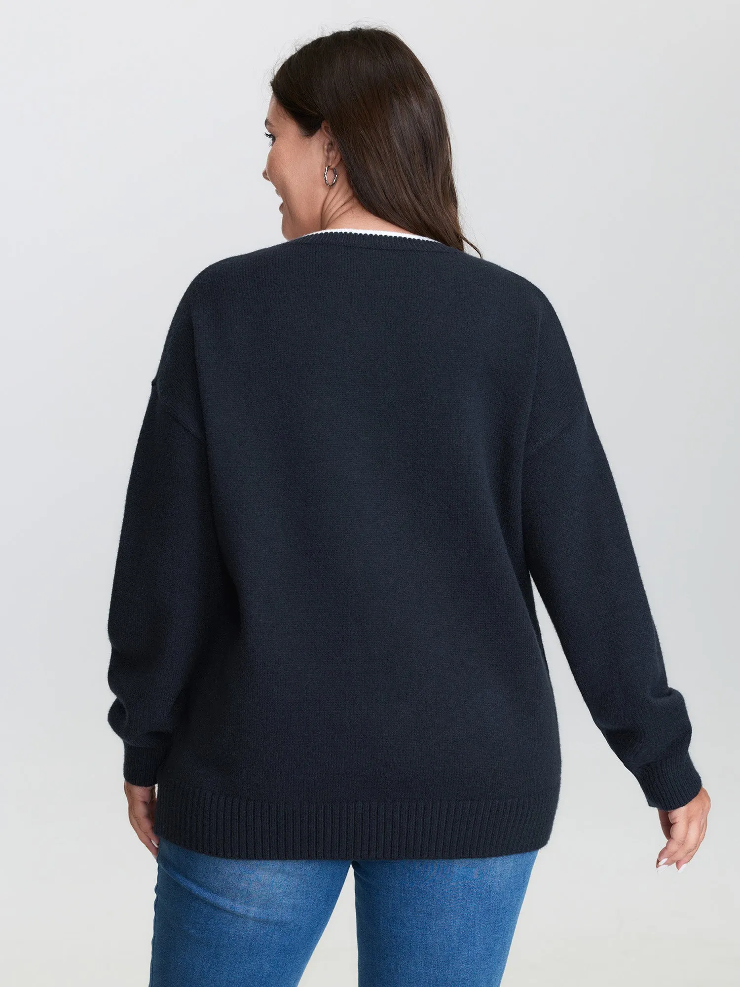 Jacquard Sail Pattern Color Contrast Pullover sold by Bloomchic product image thumbnail 4