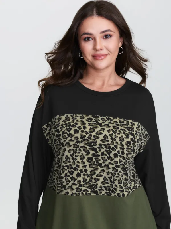 Leopard Print Colorblock T-Shirt made by Bloomchic