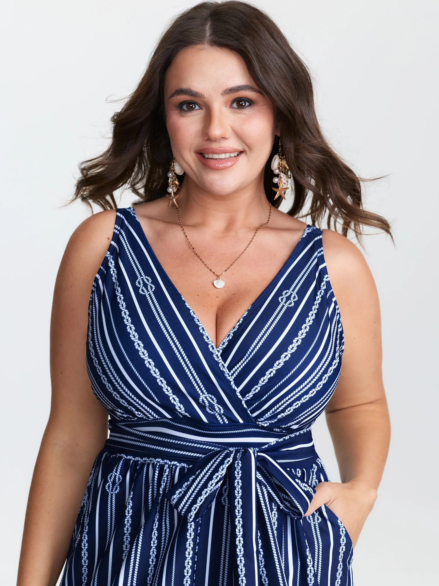 Nautical Stripes Side-Tie One-Piece Swimsuit sold by Bloomchic product image thumbnail 2