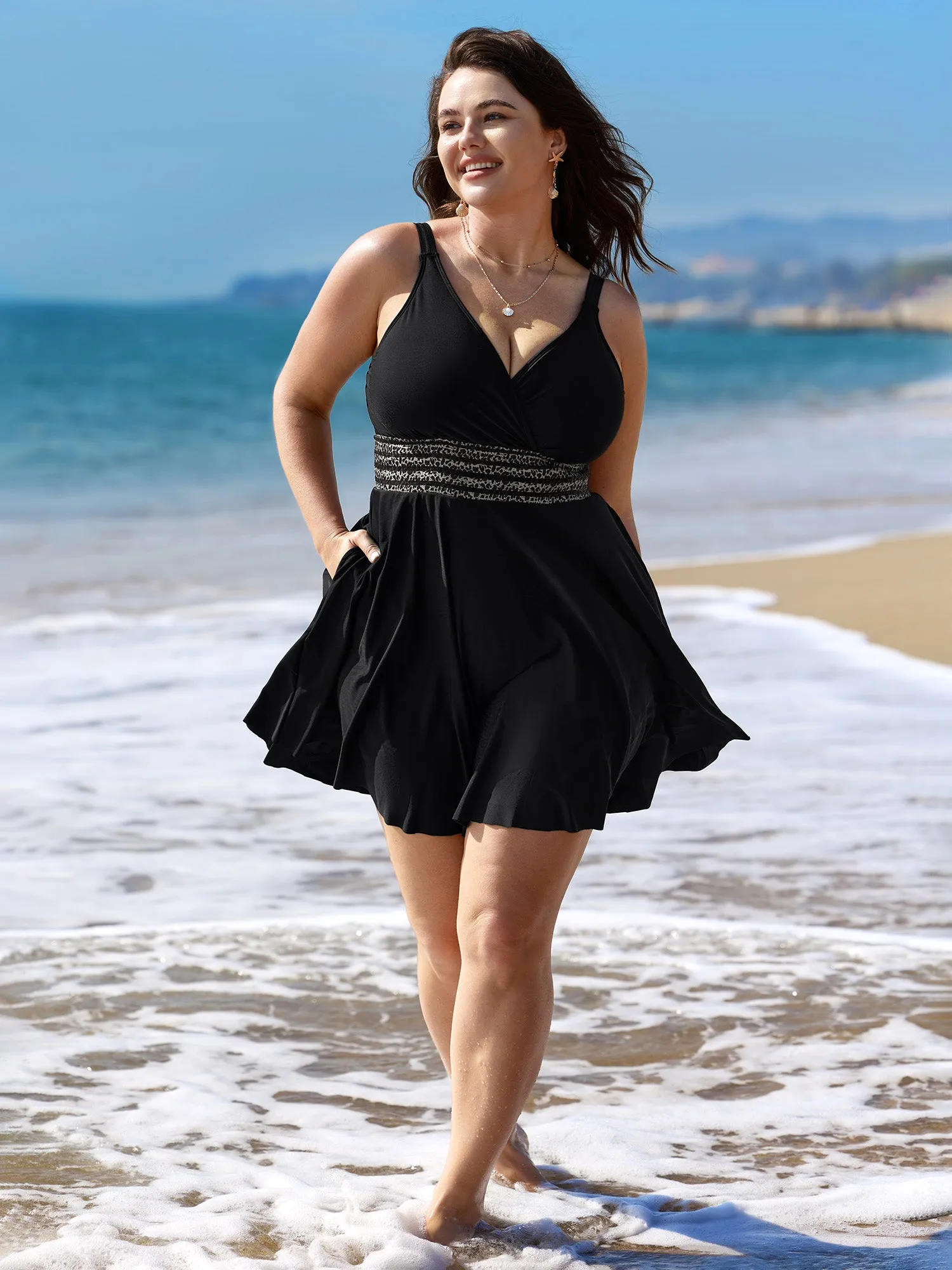 Anti-Float Ties Leopard Print Swim Dress sold by Bloomchic product image thumbnail 2