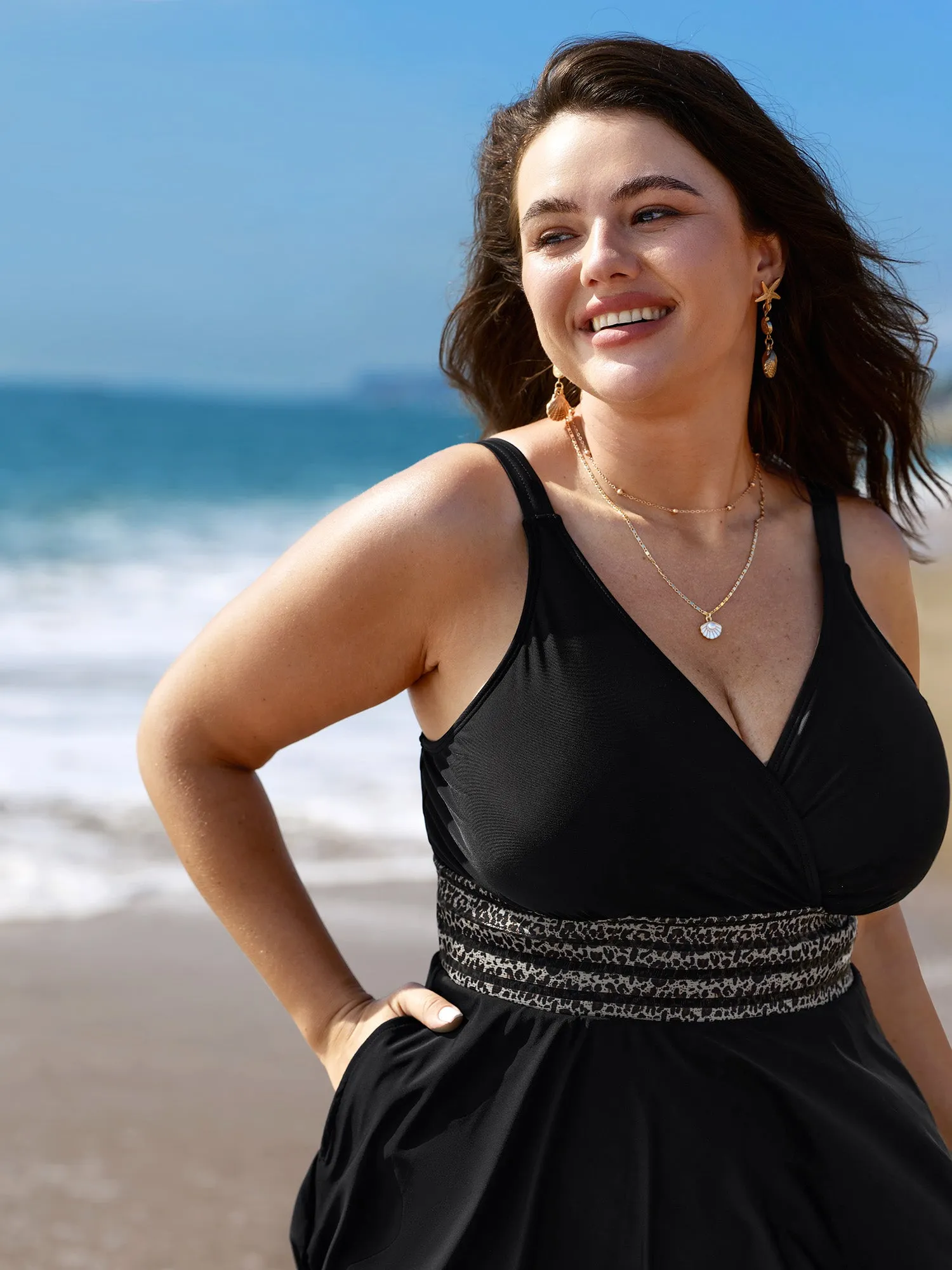 Anti-Float Ties Leopard Print Swim Dress sold by Bloomchic product image thumbnail 3