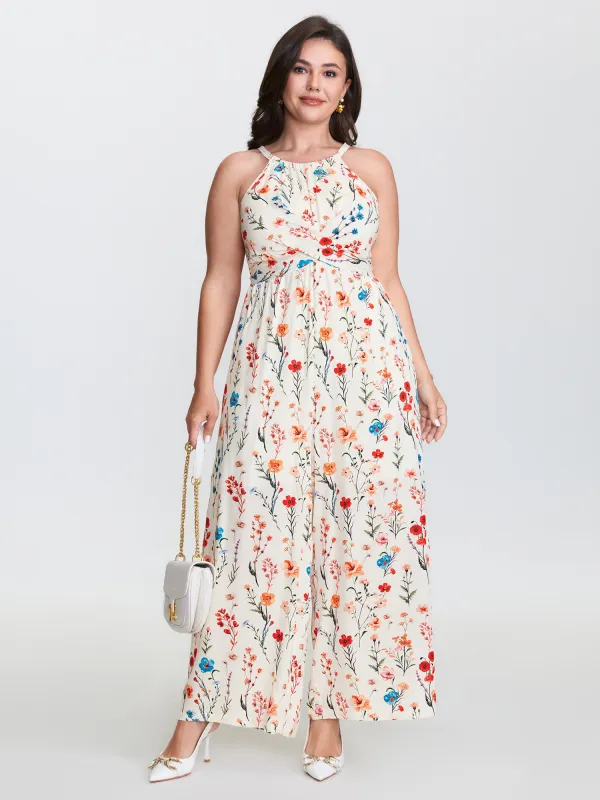 Blooming Florals Waist-Tie Jumpsuit sold by Bloomchic