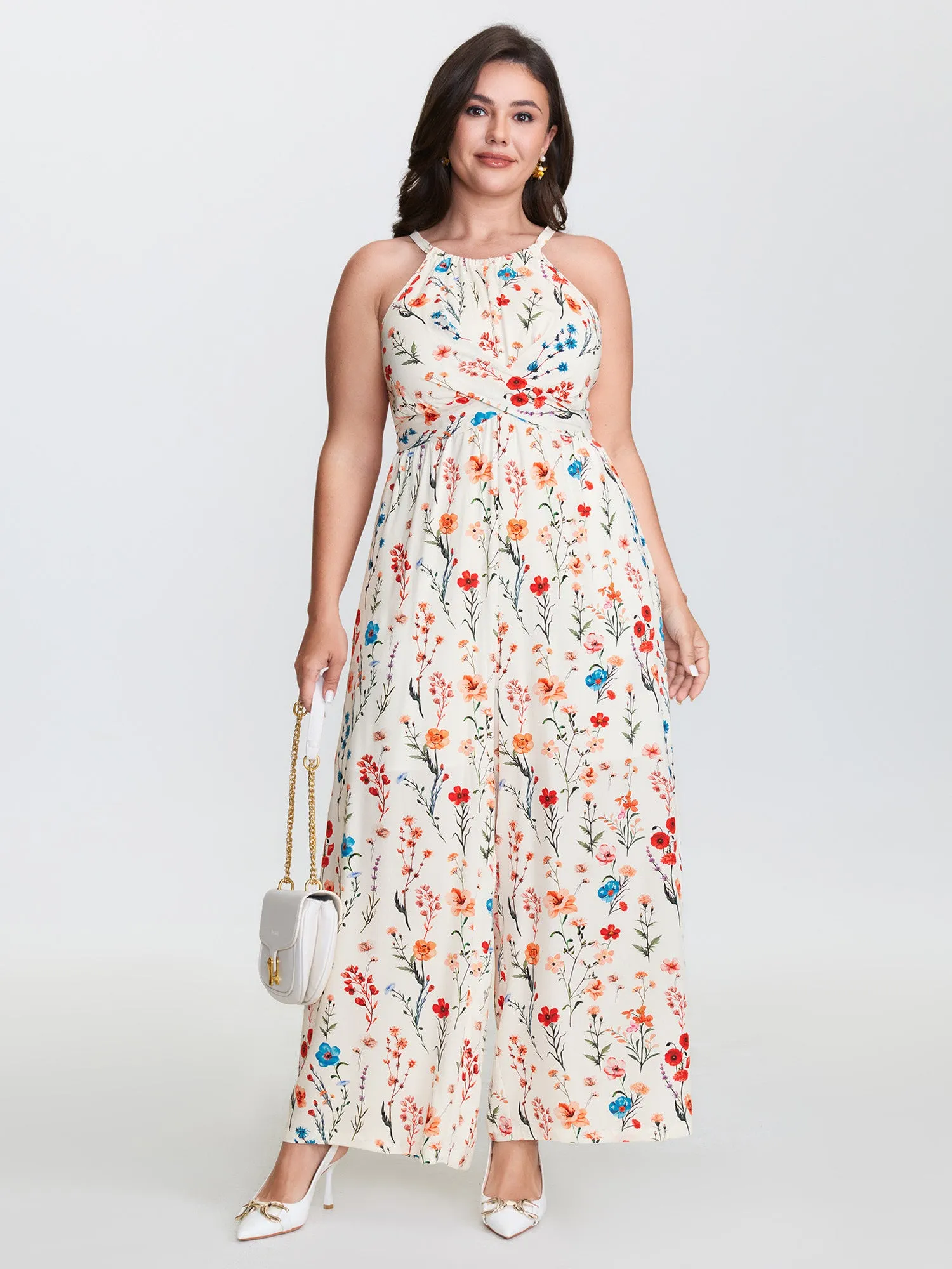 Blooming Florals Waist-Tie Jumpsuit sold by Bloomchic