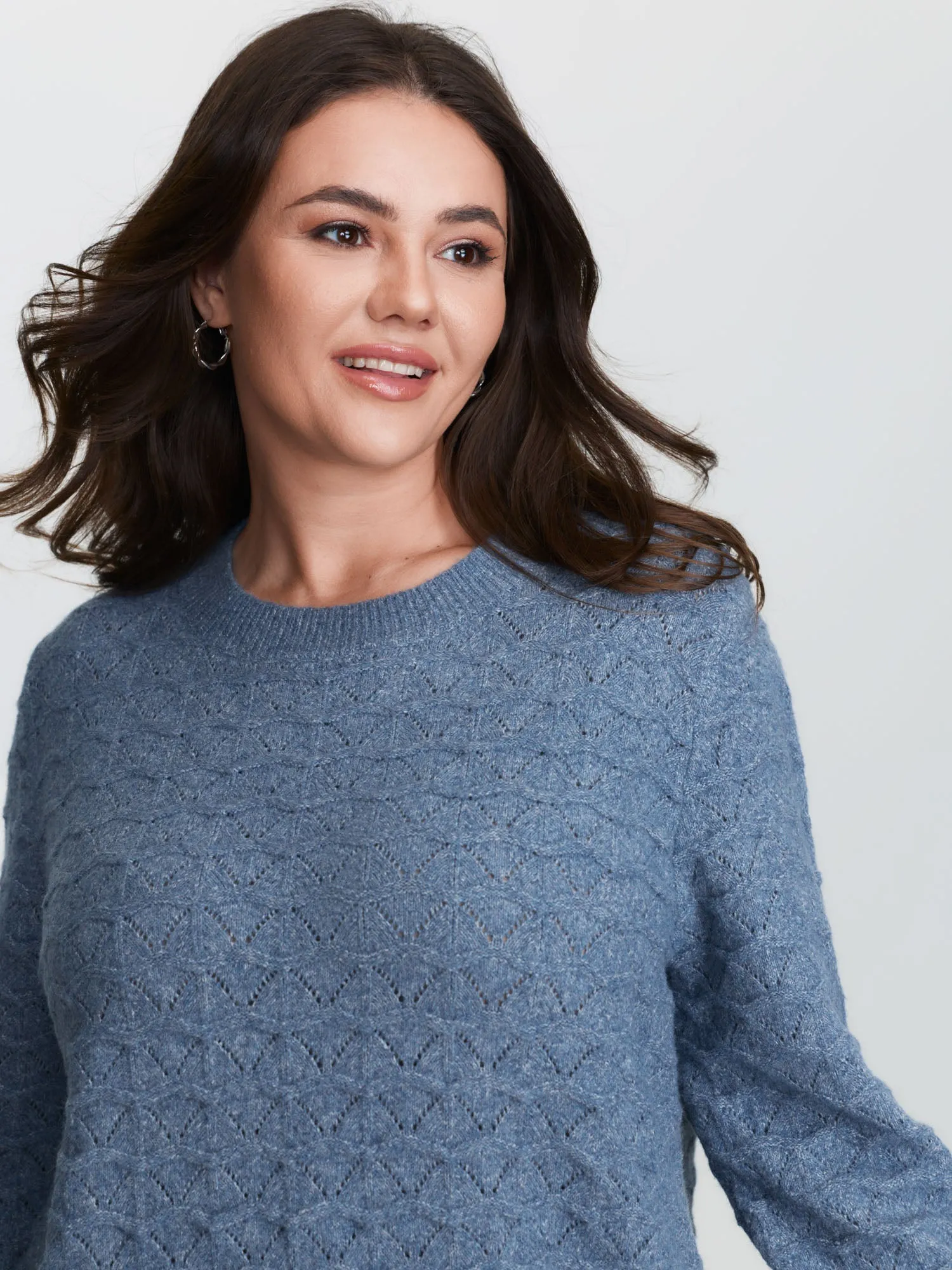 Textured Cut-Out Ribbed Hem Knit Cardigan sold by Bloomchic product image thumbnail 2