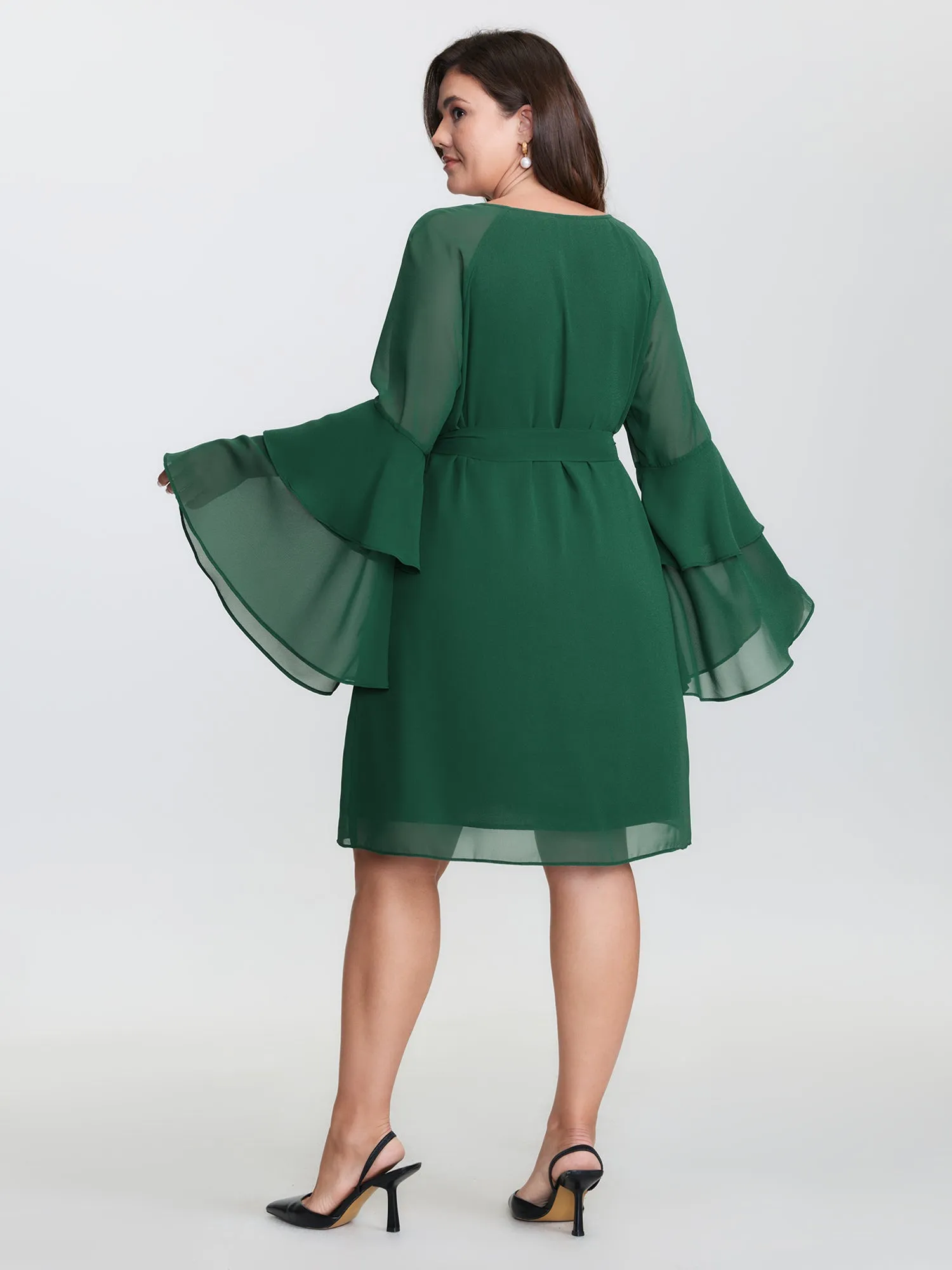 Chiffon Ruffled Layered Sleeve Mini Dress sold by Bloomchic product image thumbnail 5