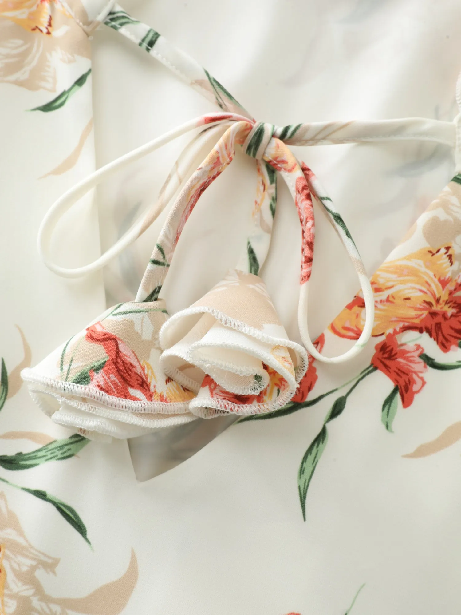 Floral Print Shirred Waist Ruffled Edge Midi Dress sold by Bloomchic product image thumbnail 5