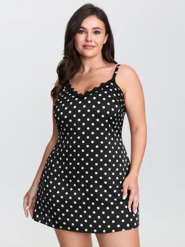 Polka Dots Lace Trim Sleep Dress sold by Bloomchic