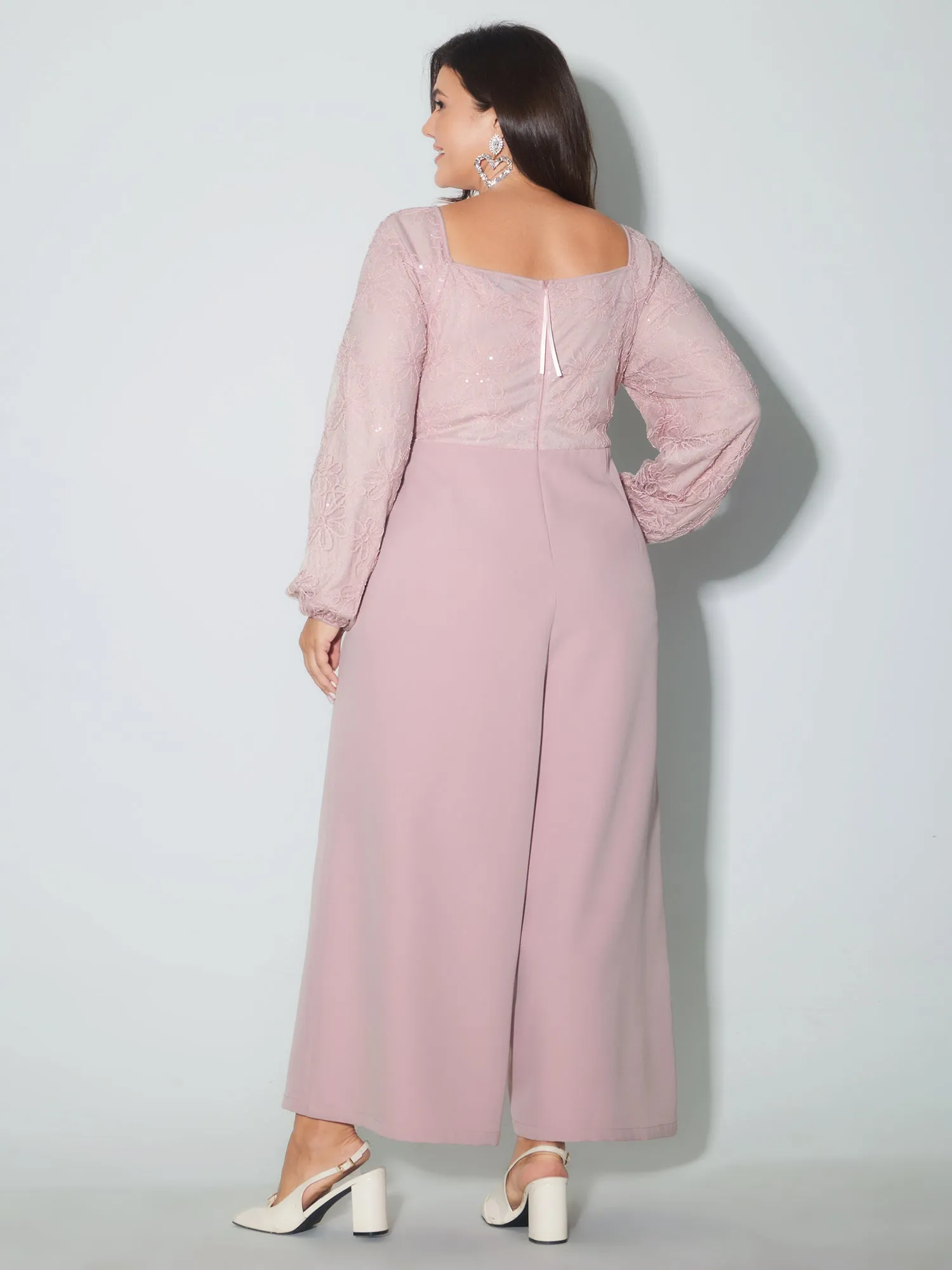 Floral Sequin Square Neck Jumpsuit sold by Bloomchic product image thumbnail 4