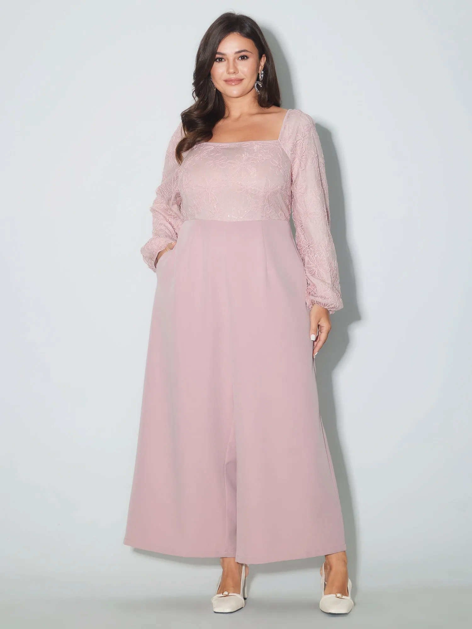 Floral Sequin Square Neck Jumpsuit sold by Bloomchic product image thumbnail 3